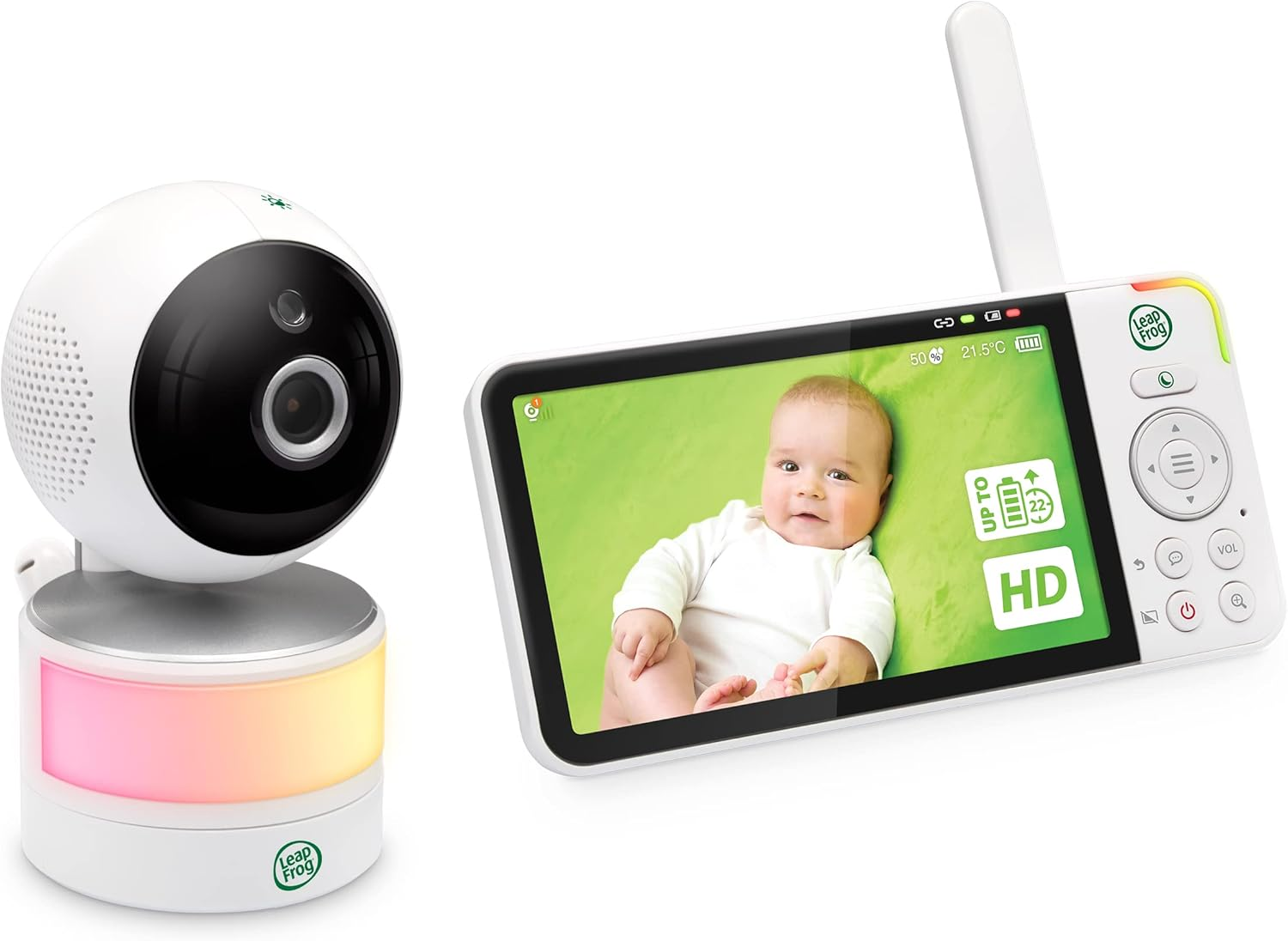 Leapfrog LF915HD 5" Pan & Tilt Video Baby Monitor, Colour Night Vision, Night Light, 2-Way Talk, Soothing Sounds, Temp/Humidity Sensor & Motion Detection, up to 15 Hours Battery Life image number 2