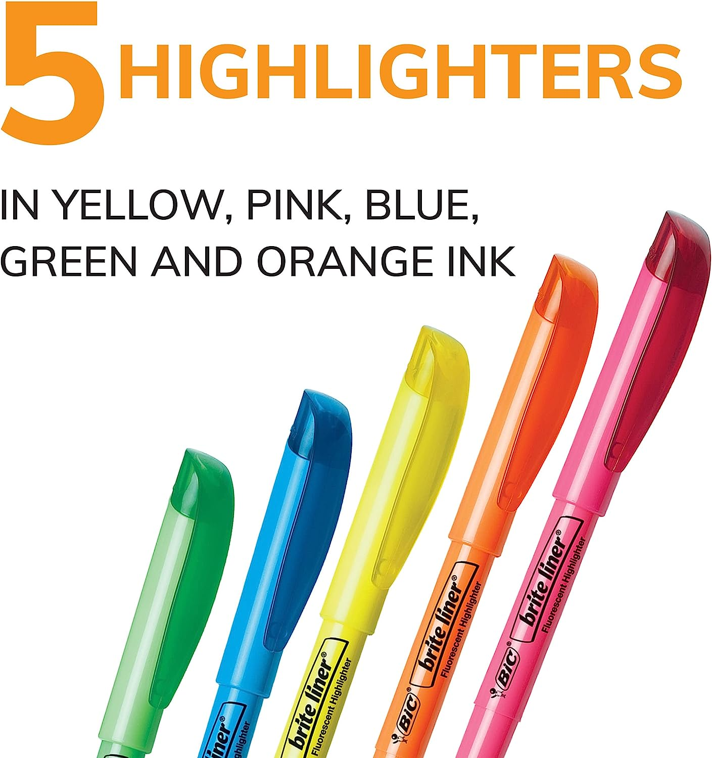 BIC Brite Liner Highlighters, Chisel Tip, Assorted Colors, 5-Count image number 4