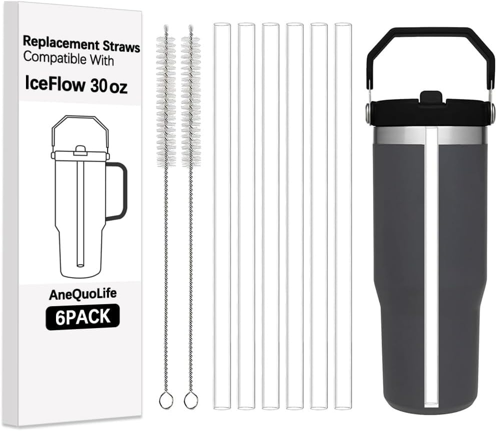 6-Pack Clear Straws for Stanley 30Oz Ice Flow Flip Cup - 30Oz Replacement Straws for Stanley Iceflow Tumbler with Flip Straw[Only 30 Oz Ice Flow Original Lid] image number 4