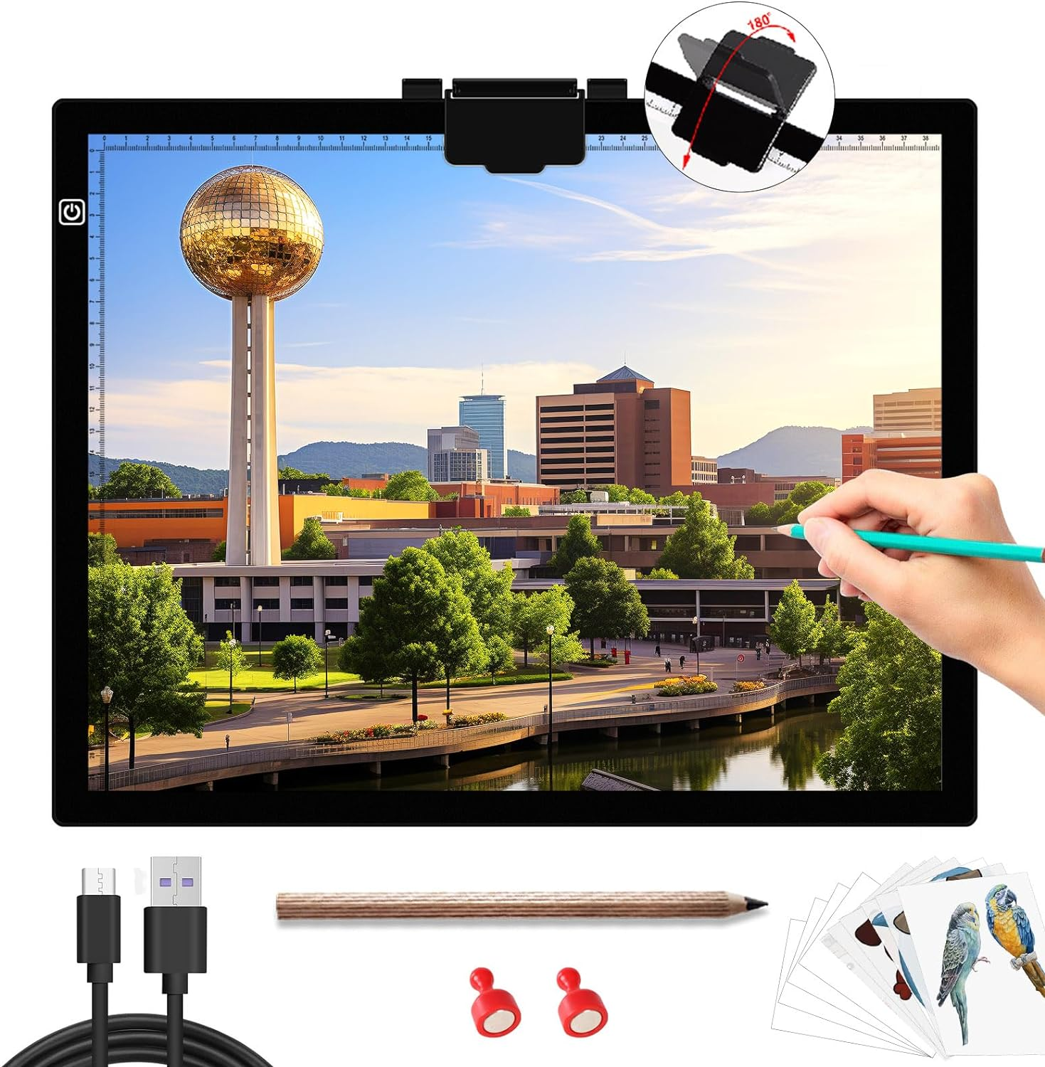 A3 Light Pad, 6 Levels&Stepless Dimmable Diamond Painting Light Board, Ultra-Thin Tracing Light Box with Magnetic Clip, Portable LED Light Pad for Weeding Vinyl Drawing Sketching