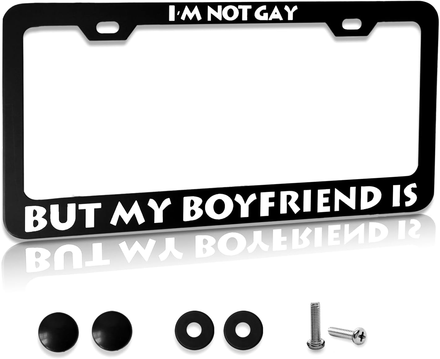 Funny License Plate Frame Metal Aluminum Humor Text Gay Pride Rainbow Flag - I'M so Gay,I Can'T Even Drive Straight,Funny Car Cover Holder Accessories (12 X 6 Inch)