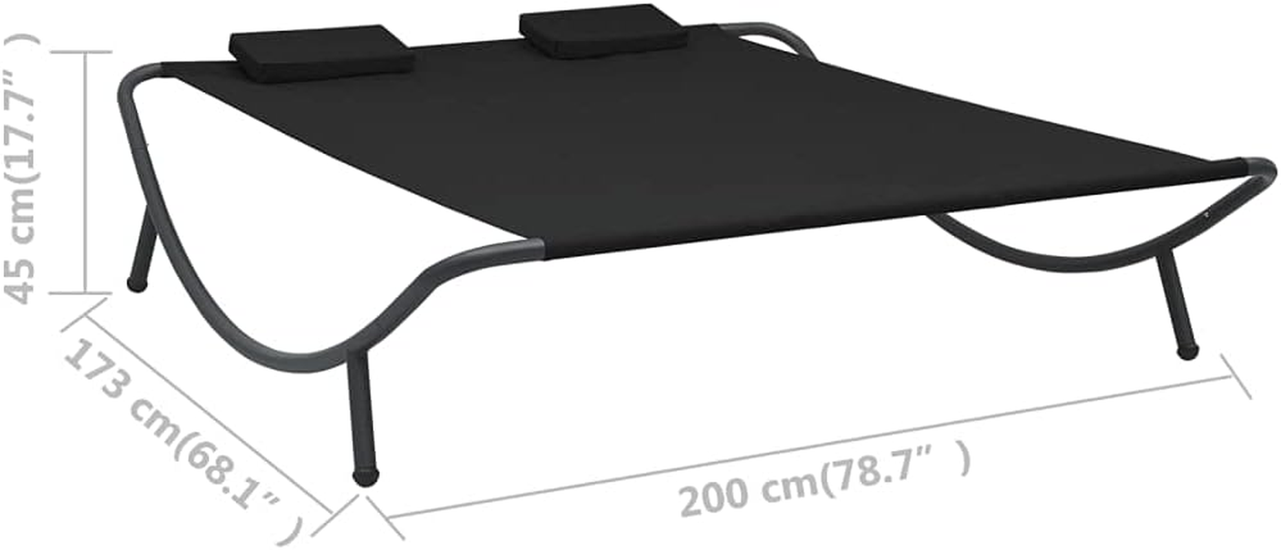 Garden Double Sun Lounger with Pillows - Weather-Resistant Fabric Sunbed - Outdoor Daybed Furniture for Pool Deck Terrace Beach image number 2