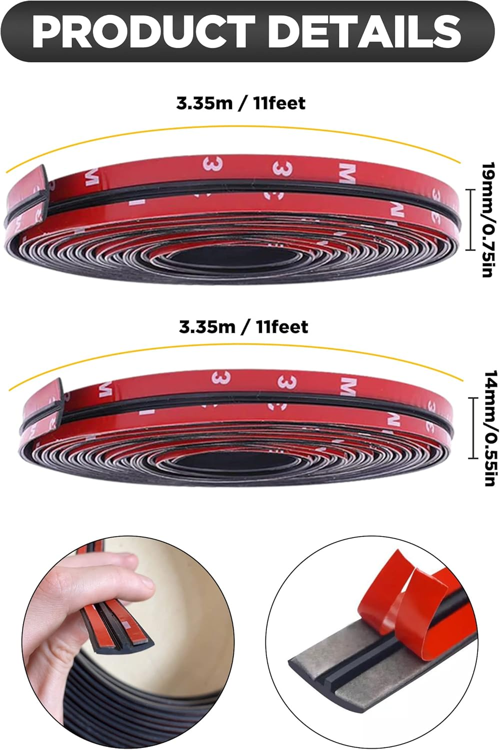 YAKEFLY 2 Pieces Windshield Rubber Seal Windshield Trim Stripping,22 Ft Windshield Rubber Seal,Car Weather Stripping T Shape Sealing Strip for Car Front Rear Windshield