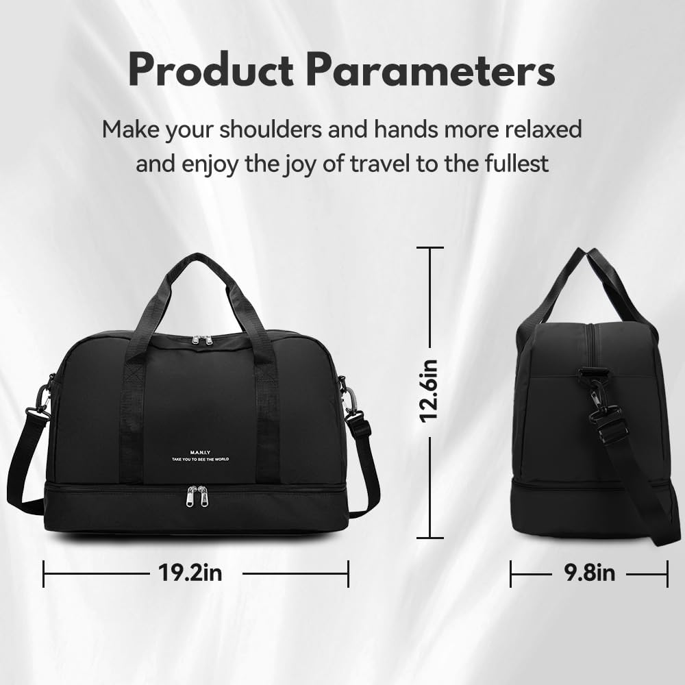 Expandable Travel Duffel Bag,Travel Duffle Bag,H HOME-MART Tote Sports Gym Bag, Shoulder Overnight Weekender Bag Travel Duffel Bags for Women & Men, Hospital Bag with Trolley Sleeve/Wet Pocket image number 6