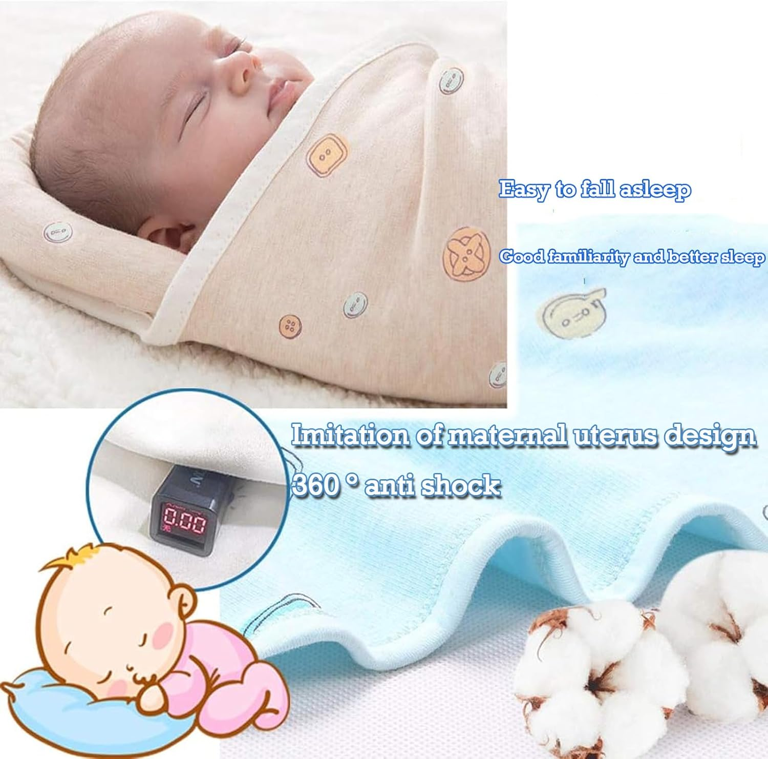 Baby Swaddle Wrap,Newborn Baby Swaddle Sleeping Bag，Ergonomic Baby Swaddles 0-3 Months，Security Blanket Soft & Breathable Baby Gifts for Boys and Girls image number 2