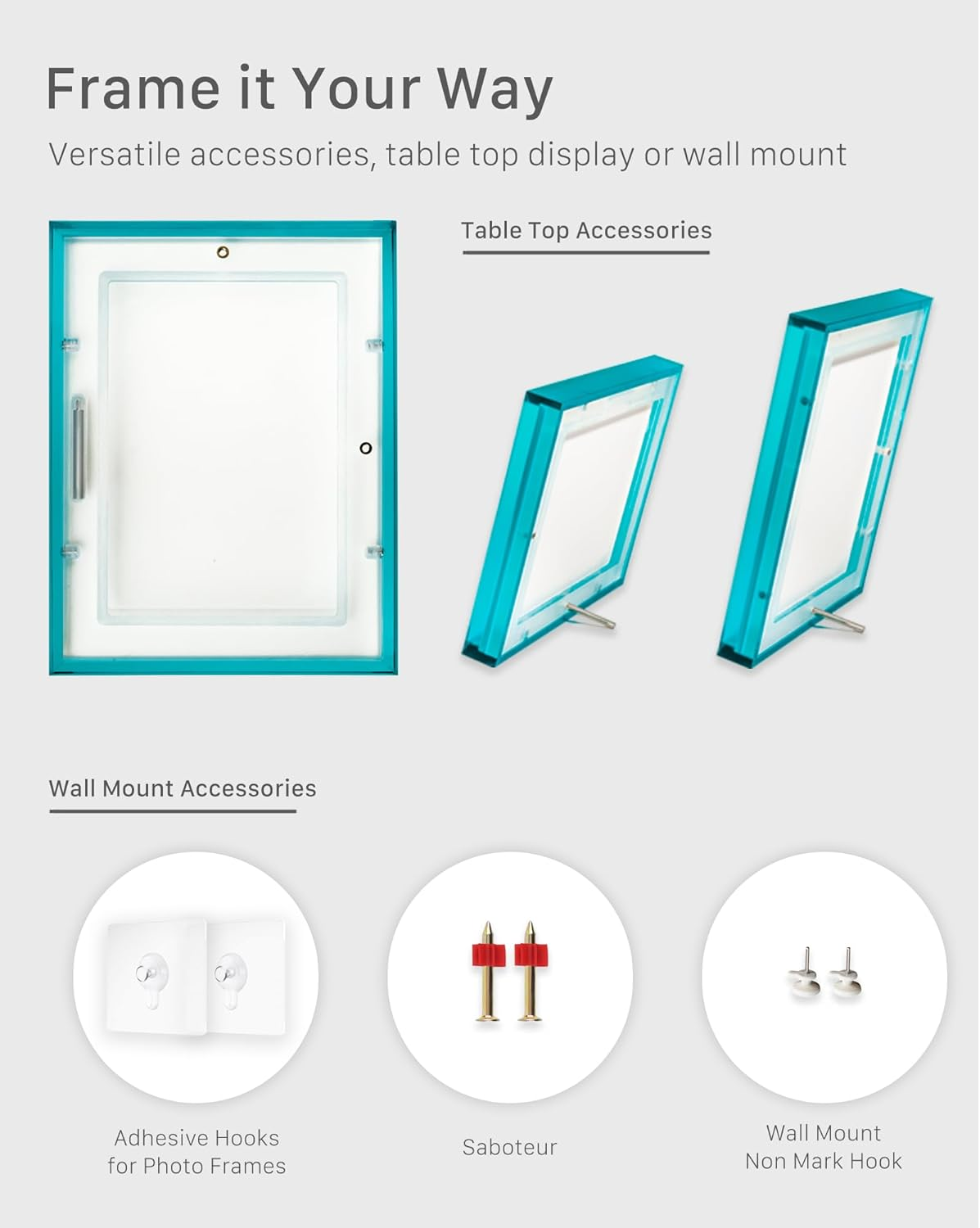 FARWAYVIEW Blue 4X6 Acrylic Picture Frame with Mat Neon Modern Colorful Tabletop & Wall Mount, Bondi Blue image number 4