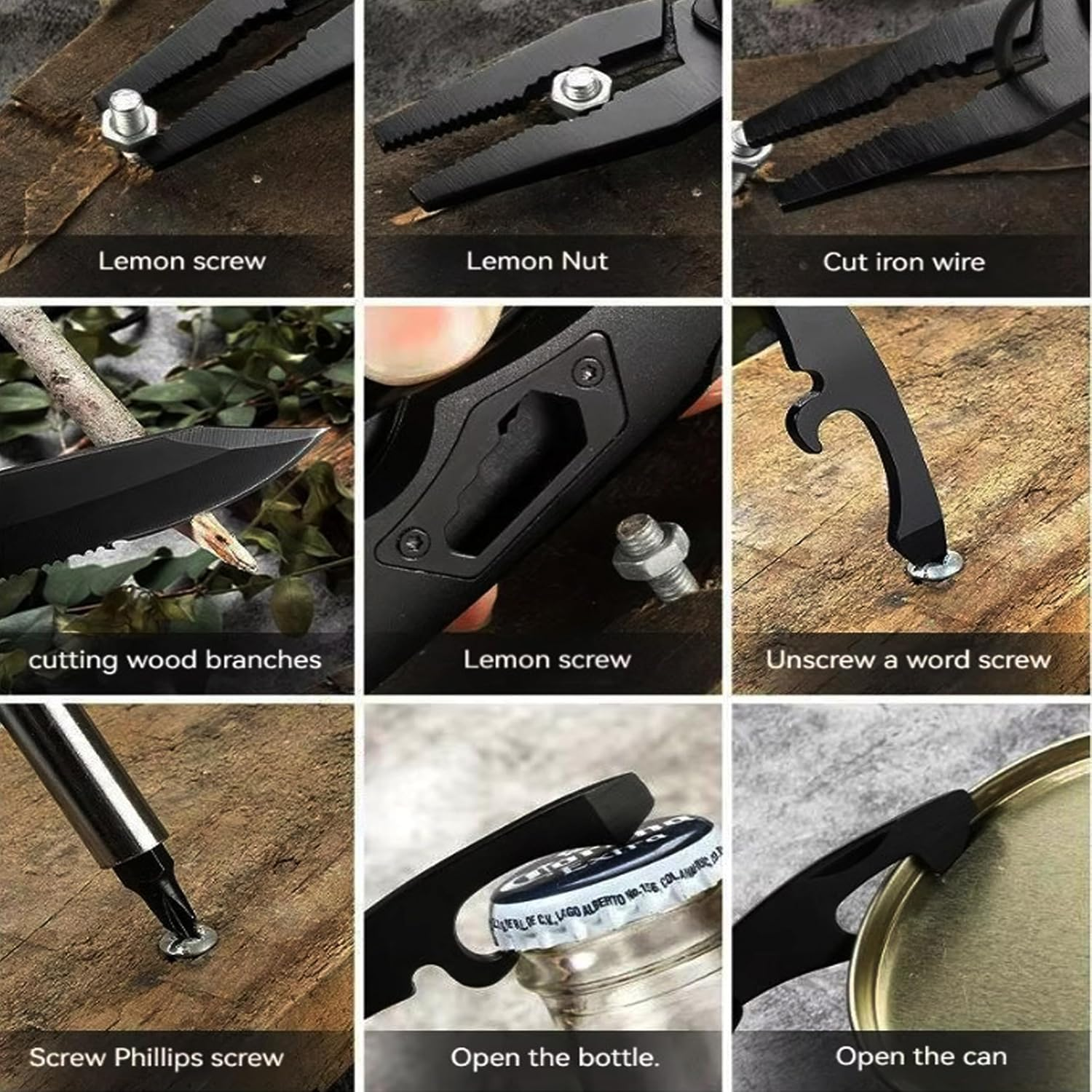 9 in 1 Multitool Knife - Pocket Knife - Folding, Survival Camping Knife with Pliers, Bottle Opener, Screwdriver, Saw, and More - Best Choice for Outdoor Activities image number 6