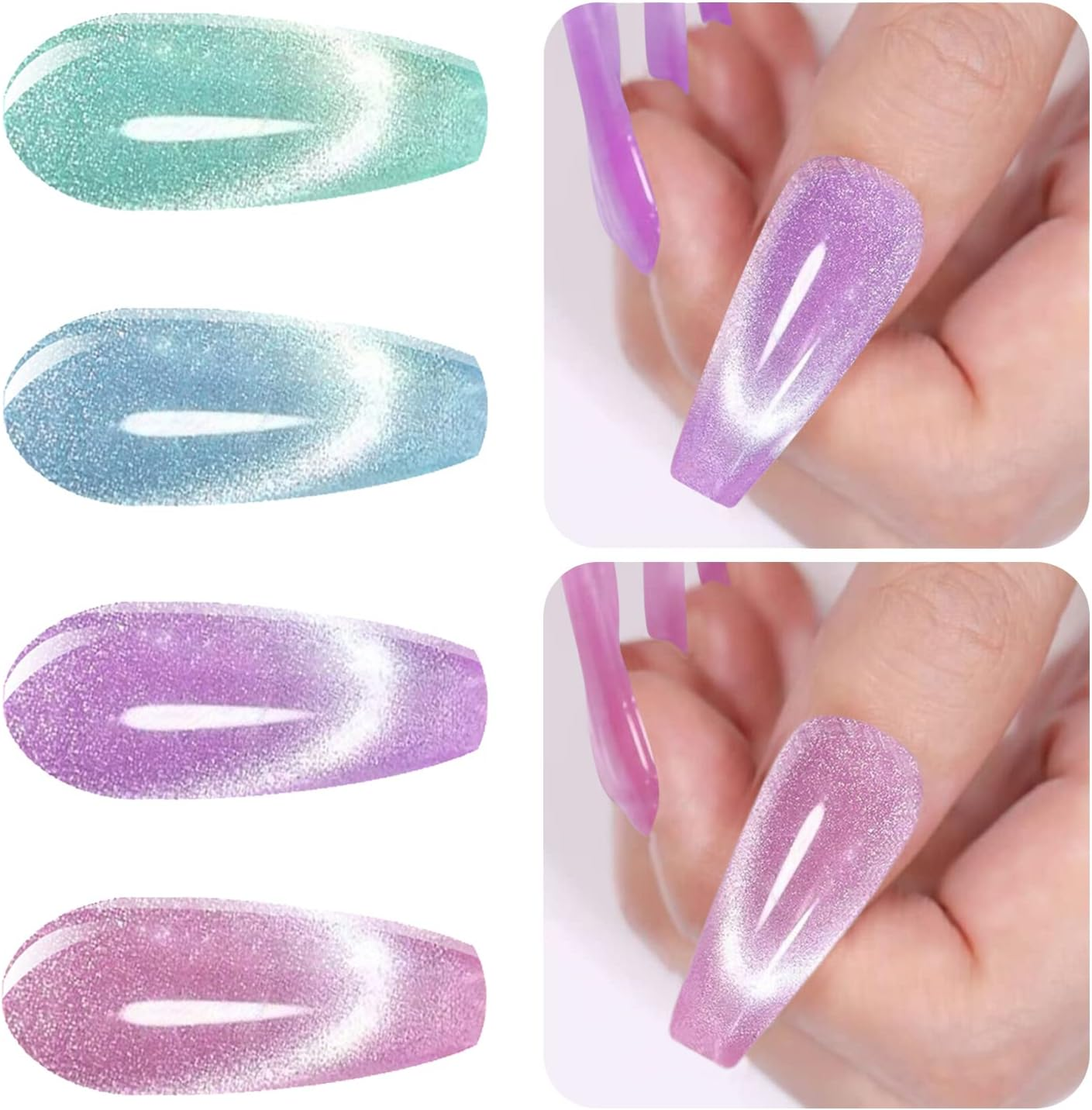 Vishine Galaxy Cat Eye Holographic Glitter Gel Nail Polish 4 Colors Set Soak off UV LED Light Starry Sky Effect Magic Gel Nail Polish Kit Manicure Nail Art Kit 8Ml image number 6