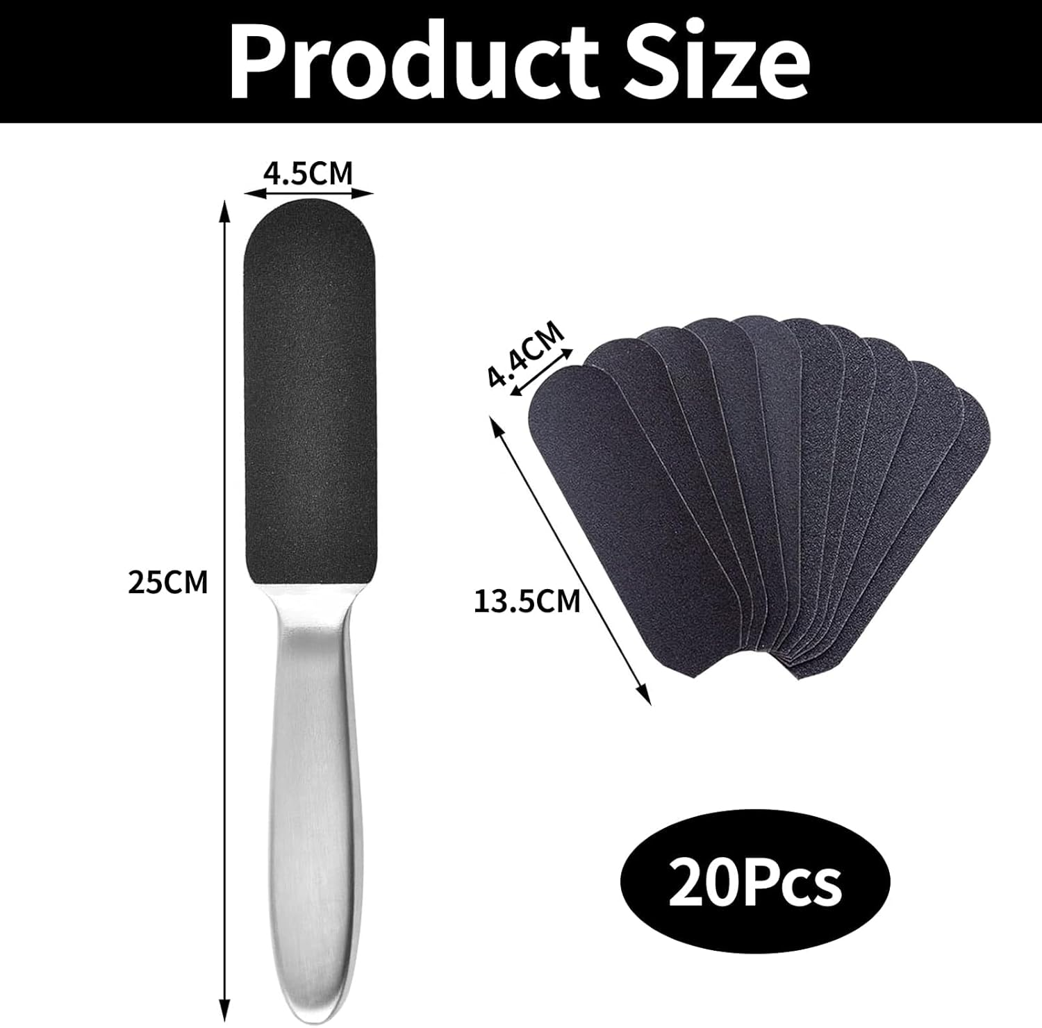 Wjelet Callus Removal Foot Set, Foot File with 20 Replacement Sandpapers, Double-Sided Callus File for Wet and Dry Feet, Stainless Steel Callus Remover for Smooth and Nourished Foot Skin image number 5