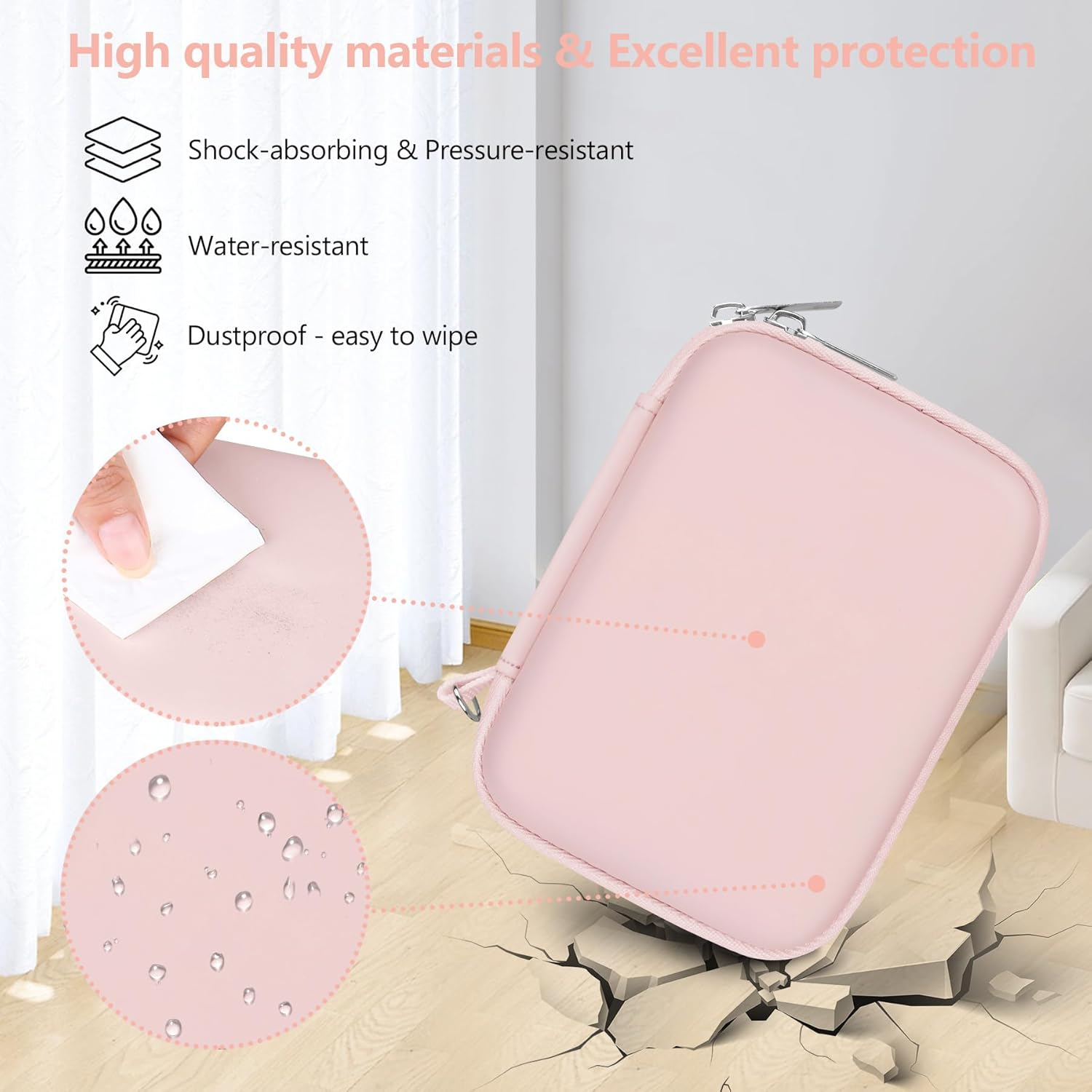 Supmay Digital Camera Case Compatible with Kodak PIXPRO FZ55 FZ45 Friendly Zoom Digital Camera, Vlogging Camera Storage Holder Travel Bag with Mesh Pocket for Battery, USB Cable, SD Card, Pink - Black image number 2