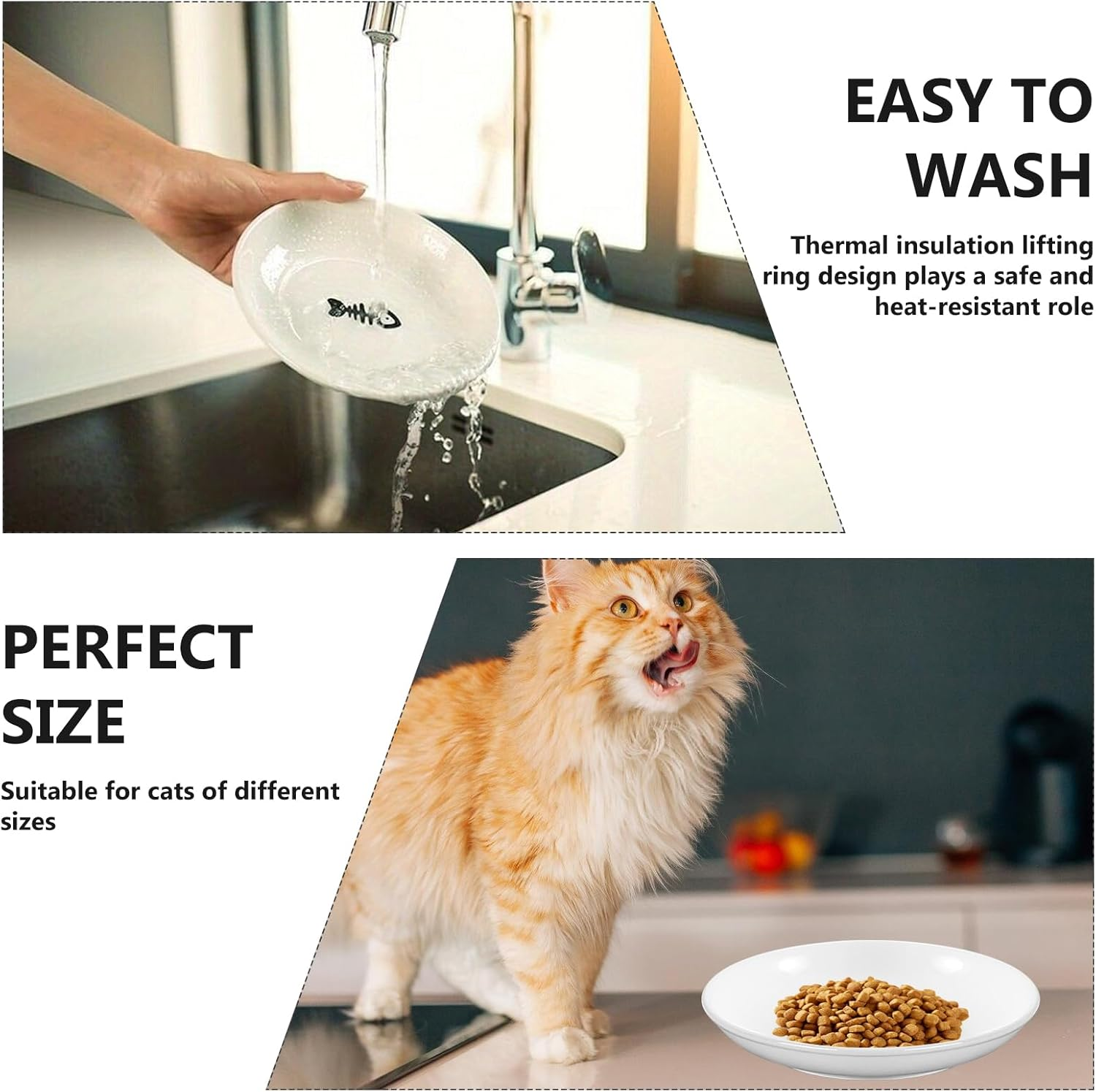 Cat Bowl Ceramic Cat Bowl Feeding Bowl: Pack of 6 Cat Bowls Ceramic Feeding Bowl Cat Feeding Bowl Cat Bowl Cat Bowl Flat Ceramic Cat Food Bowl Water Bowl image number 3