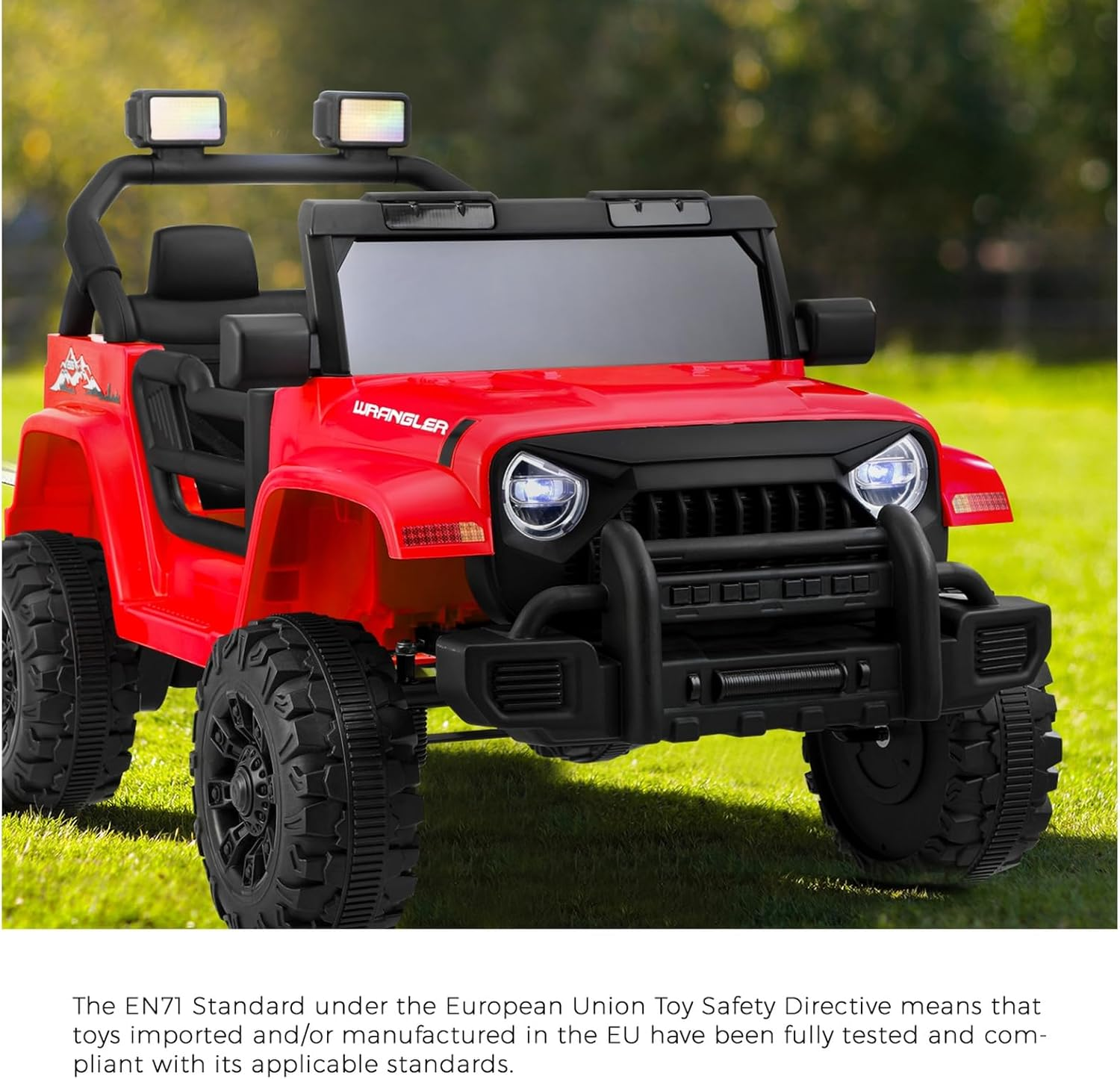 Mazam Kids Ride on Car Jeep Toy Car with 12V Battery and Remote Control Built-In Music 30Kg Capacity Electric Cars Suitable for 3 Years Old and above Red