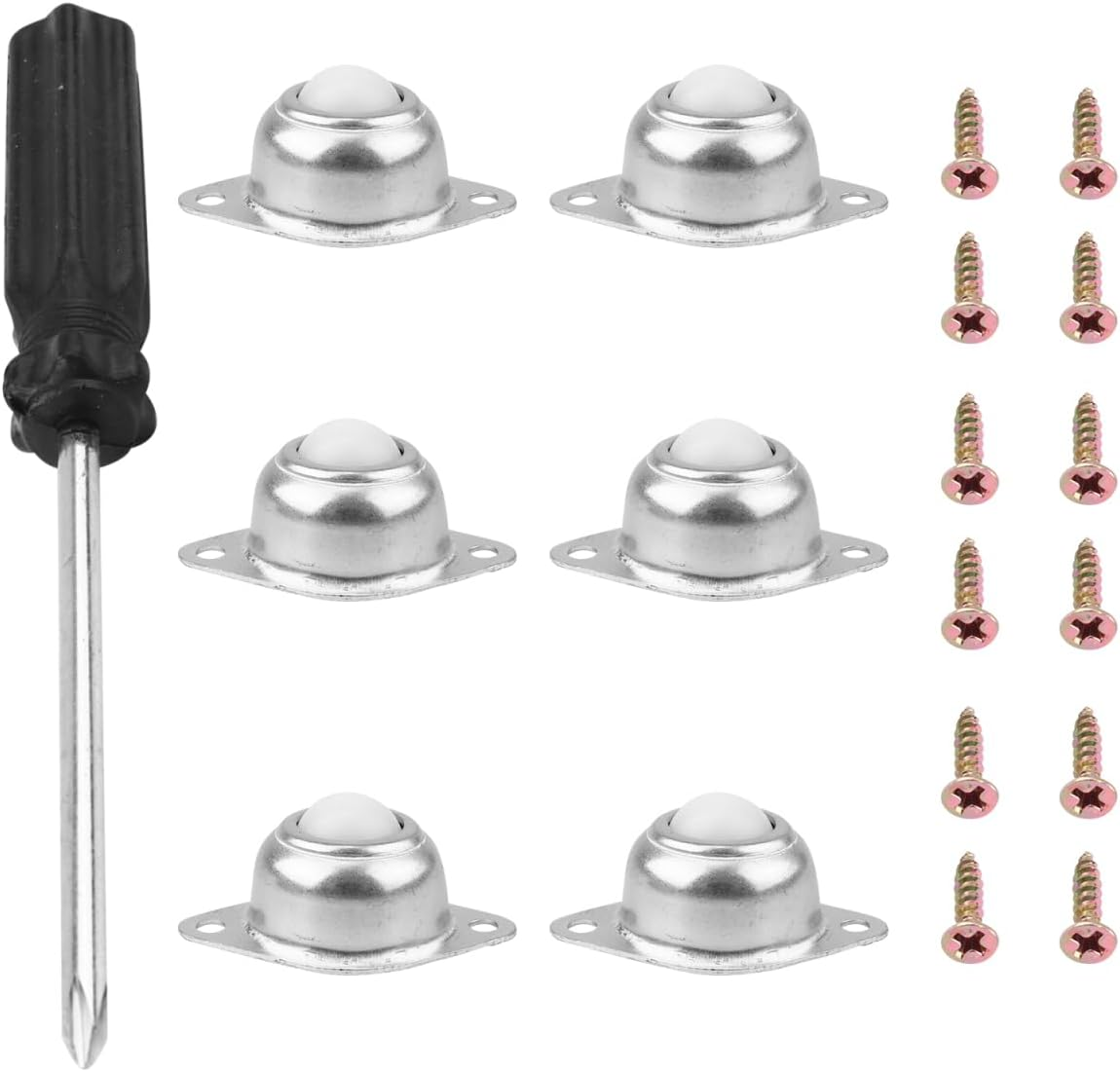 ULTECHNOVO Nylon Casters 7Pcs - 360 Swivel Ball Caster Wheels for Furniture Screw Mounted Wheels for Office and Home Use image number 3
