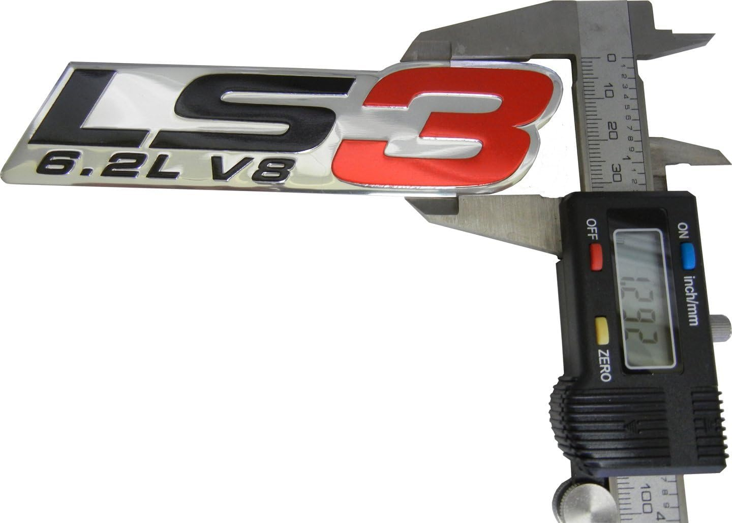 2Pack Chrome OEM LS3 Emblem 6.2L V8 Engine Emblems Badge Compatible with Zl1 1LE Corvette Cadillac Pair (Chrome Red) image number 5