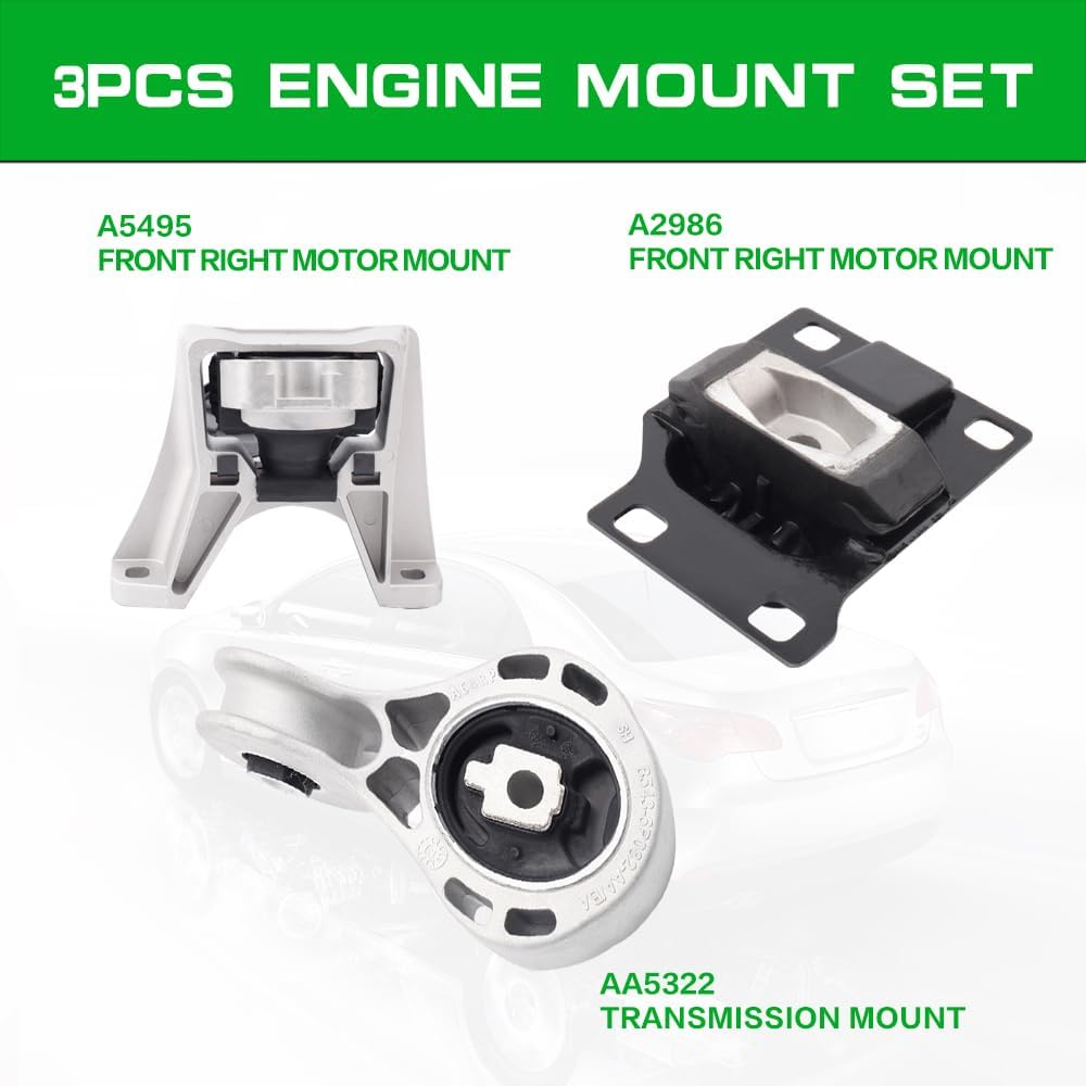 Engine Motor and Transmission Mount Kit Compatible with 2008 2009 2010 2011 Focus 2.0L OE A5495 5S4Z6038CB A5322 8S4Z6068A A2986 5S4Z7M121A 8S4Z7M121A Set of 3 image number 6