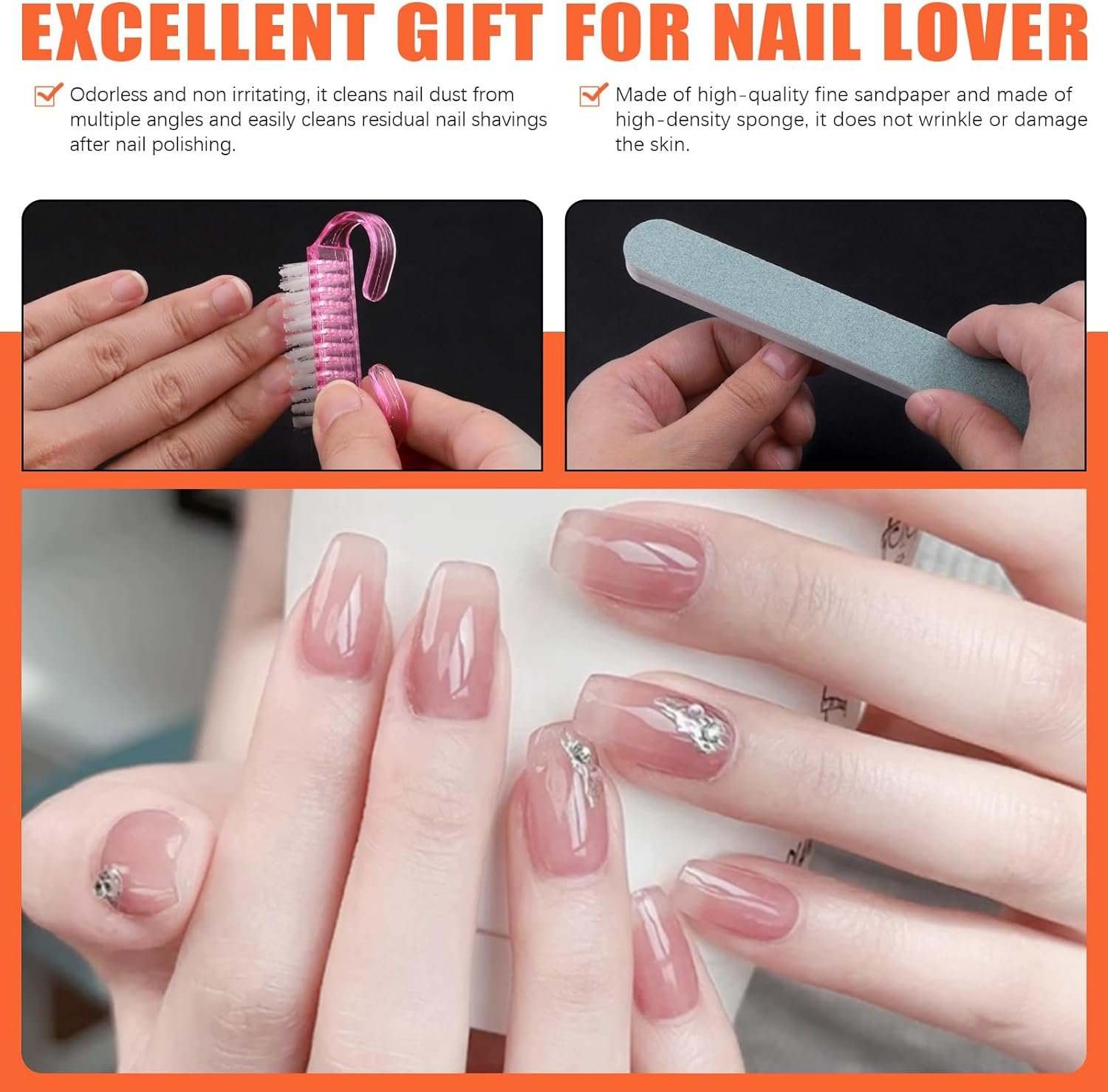 Tanstic 7Pcs Blue Nail Soaking Bowl Kit, Nail Polish Remover Tools Including Manicure Bowl Nail Soak Tray Soak off Bowl, Nail Brush, Nail File, Cuticle Peeler, Double-Ended Cuticle Pusher, Nail Buffer image number 6