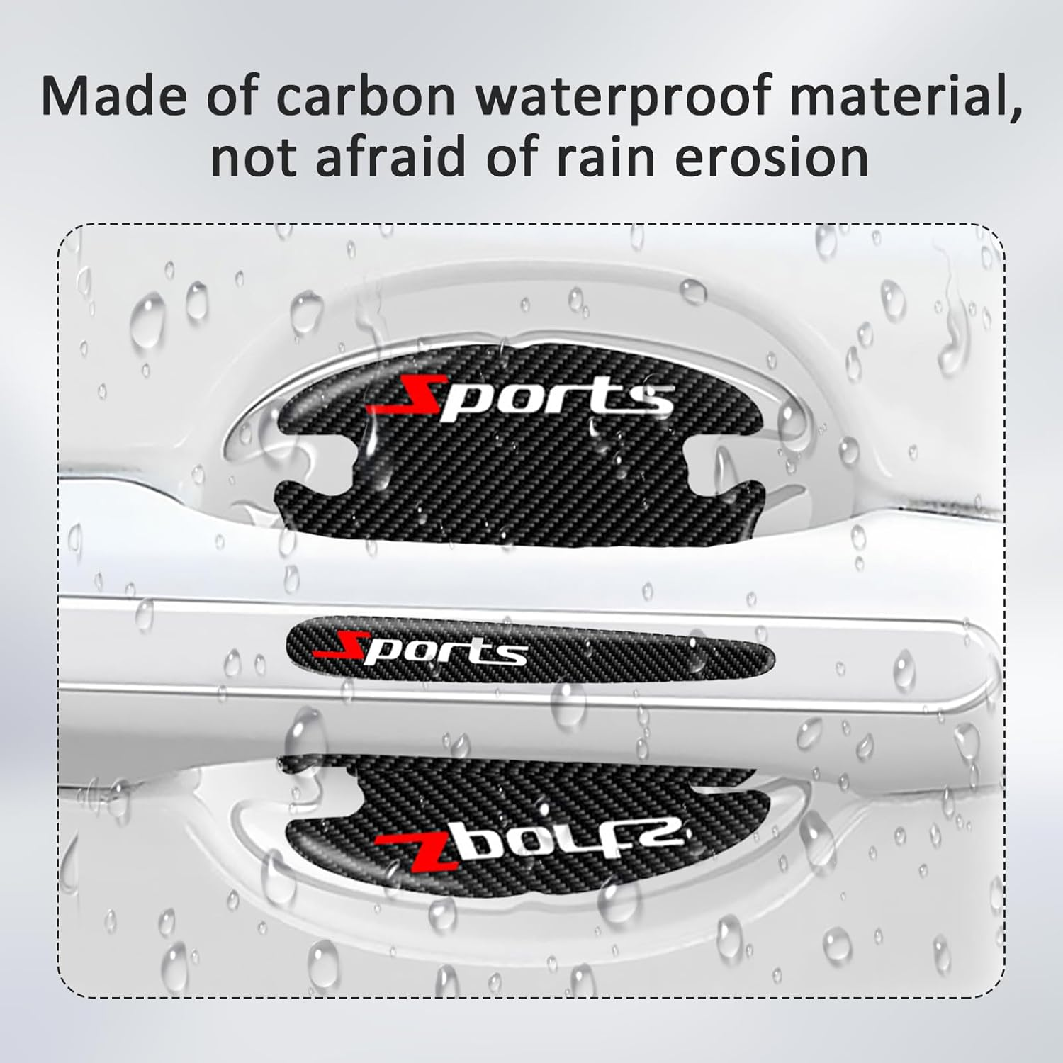 Car Door Handle Protector, 8 Pcs Door Protectors for Vehicles, Black, Door Handle Cup Protective Film for Most Vehicles (Bowl*4+Handle*4) image number 3