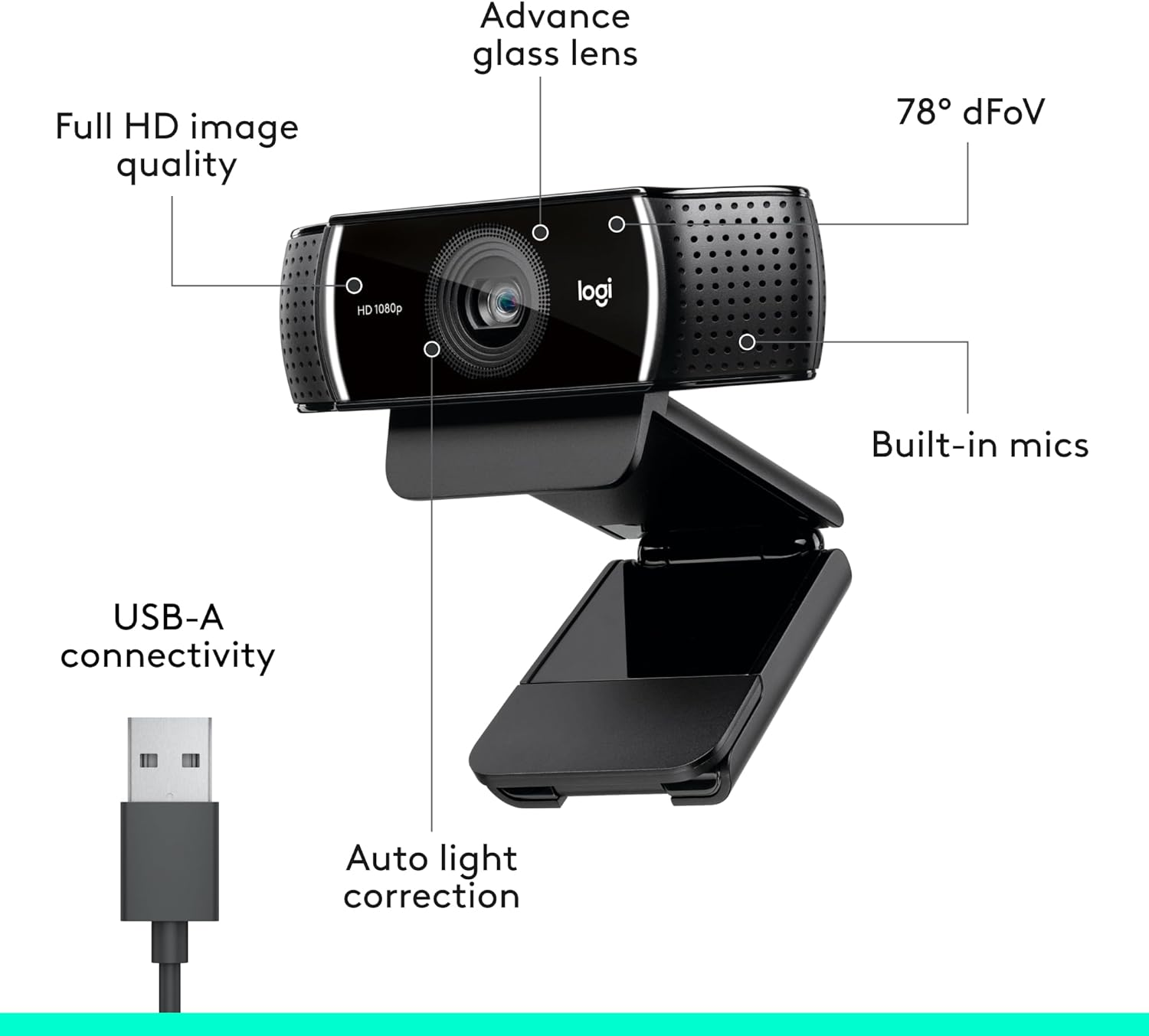 Logitech C922X Pro Stream Webcam &ndash; Full 1080P HD Camera &ndash; Background Replacement Technology for Youtube or Twitch Streaming - Webcam image number 2