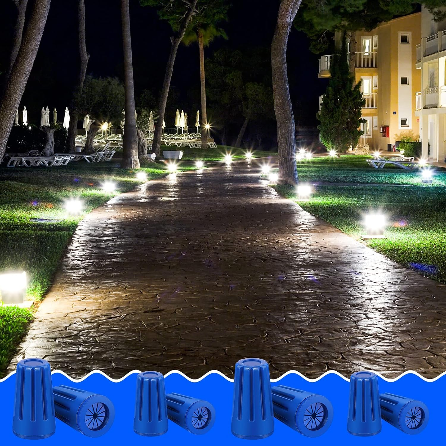 Waterproof Outdoor Electrical Connector Cable Terminal Waterproof Connector Landscape Wire Splice Connector for Building Application Connect Wet Location Installation, Blue (40 Pieces)