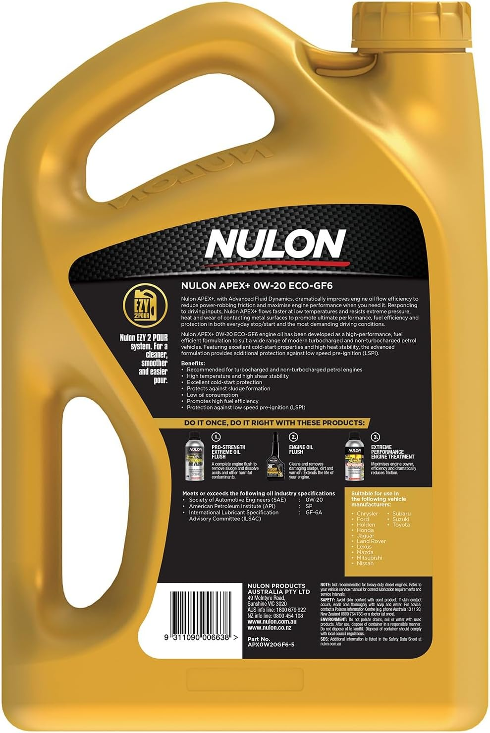 Nulon APEX+ 0W20 ECO-GF6 Engine Oil 5 Litre