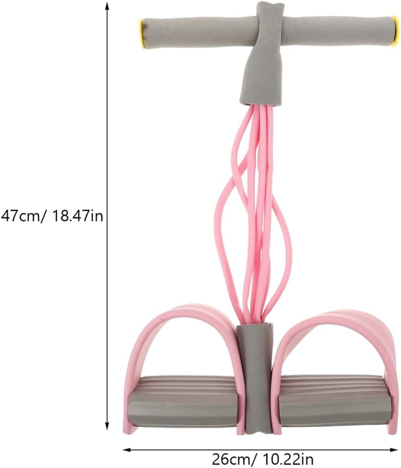 Mipcase Resistance Band with Handle : 6-Tube Elastic Foot Pedal Resistance Band for Yoga Abdomen Leg Stretching, 18.47X10.22X2.16In (Pink) image number 3