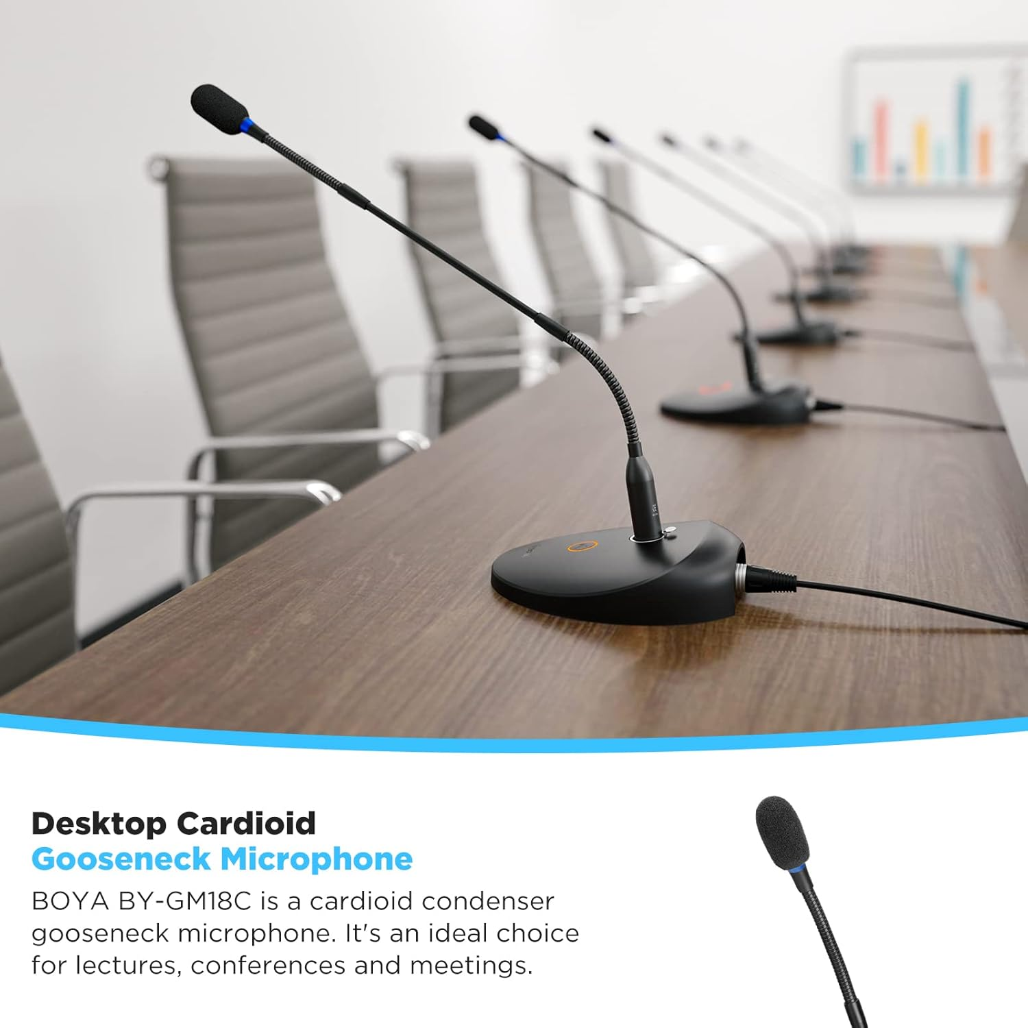 BOYA Desktop Condenser Podium Microphone, 18" Bi-Fold Gooseneck Microphone with Mute Button&Led Indicator, XLR Mic for Conference Meeting Video Live Streaming Lecture Speech Podcast image number 6
