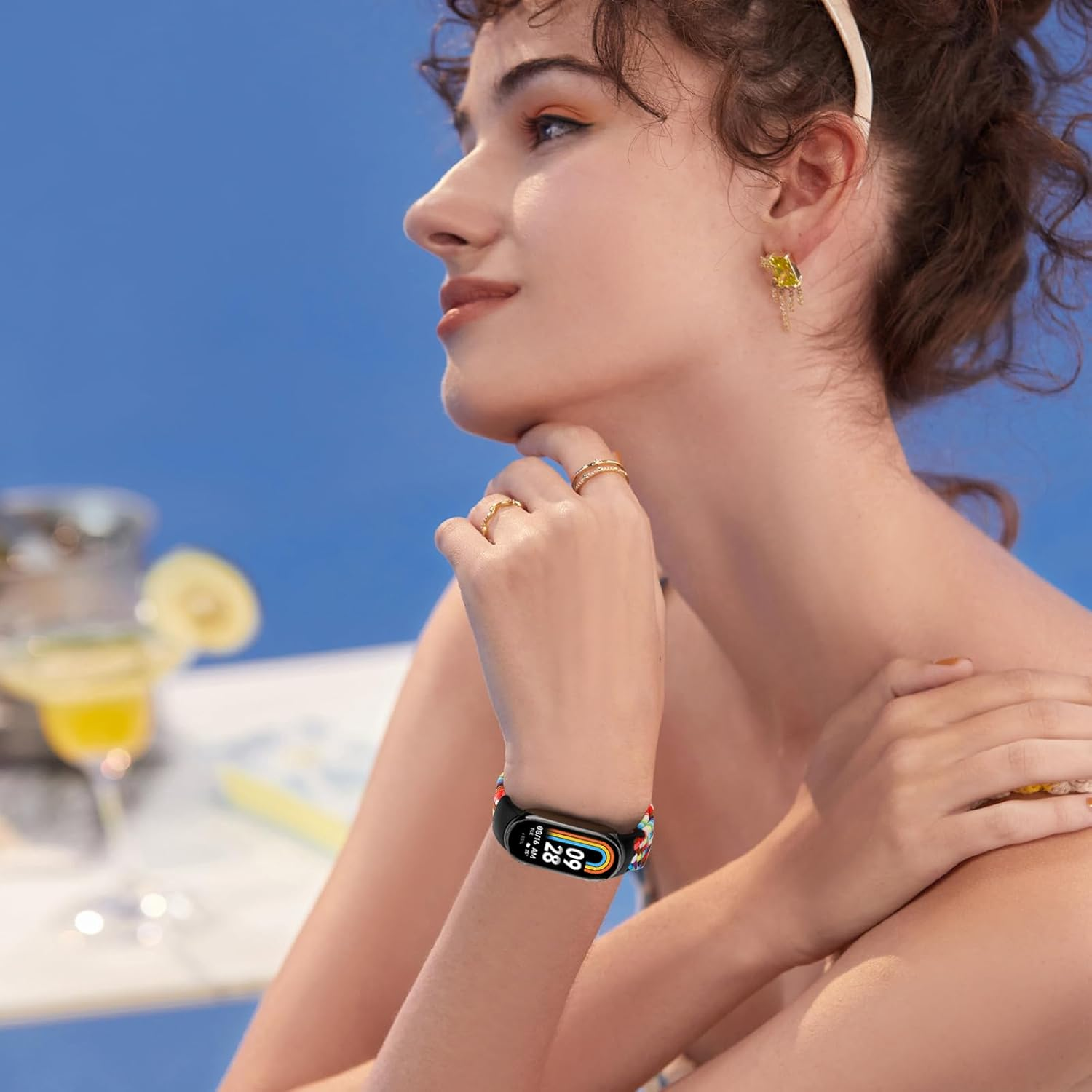 Braided Bands Compatible with Xiaomi Mi Band 10/9/8 Straps for Women Men, Elastic Adjustable Solo Loop Nylon Woven Replacement Wristbands for Xiaomi Mi Band 9/8 image number 1