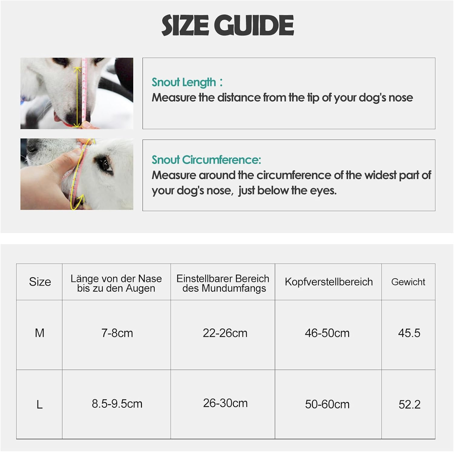 2Pcs Muzzle for Dogs, Breathable Mask PE Material, Soft/Mesh/Breathable/Adjustable, Prevents Biting, Chewing Barking, Suitable for Running Small, Medium, Large Dogs, L (M) image number 1