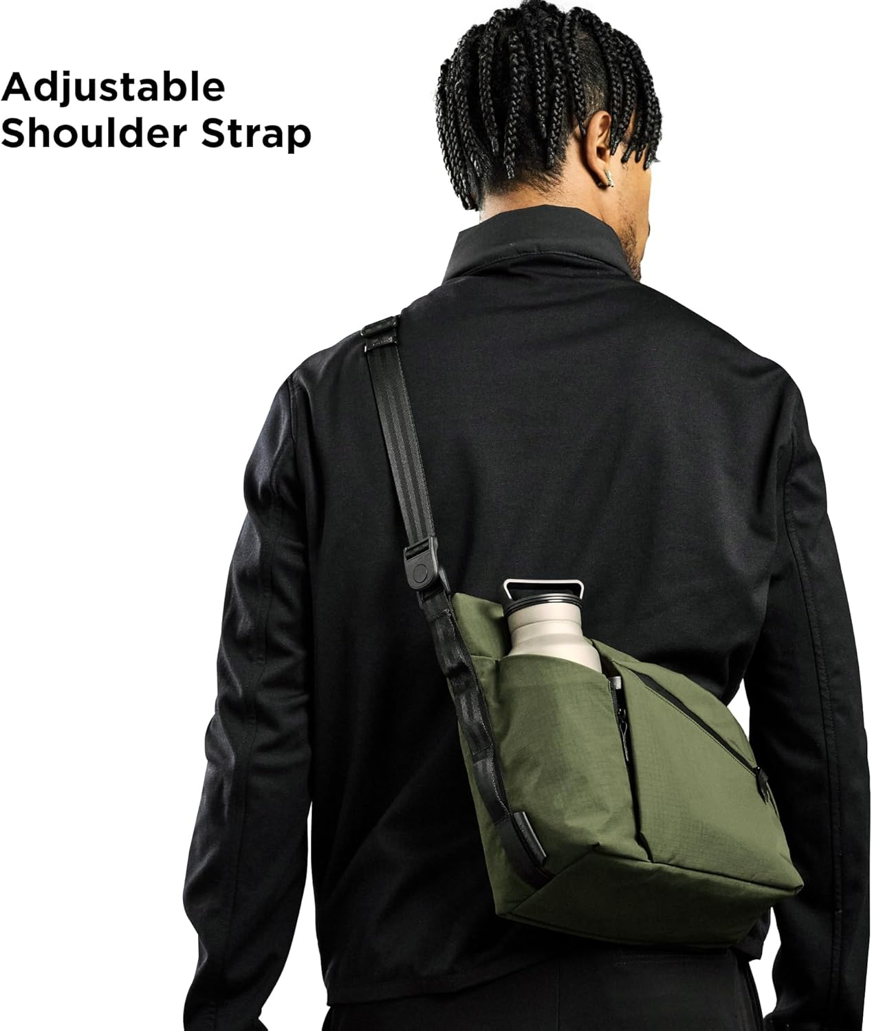 ALPAKA Flow Satchel 4L - Crossbody Bag, Water Resistant Shoulder Bag, Expandable Bottle Pocket, YKK Zippers, Key Tether - Black image number 5