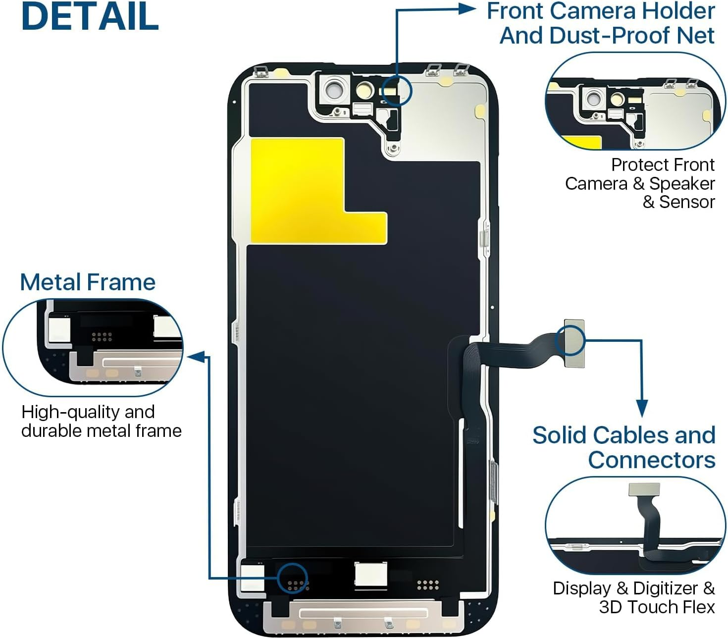 Hoonyer Iphone 14 Pro LCD Display Replacement Kit, 3D Touch Screen with Frame & Digitizer + Repair Tool + Waterproof Adhesive & Tempered Screen Protector - for Iphone 14 Pro (6.1 Inch)