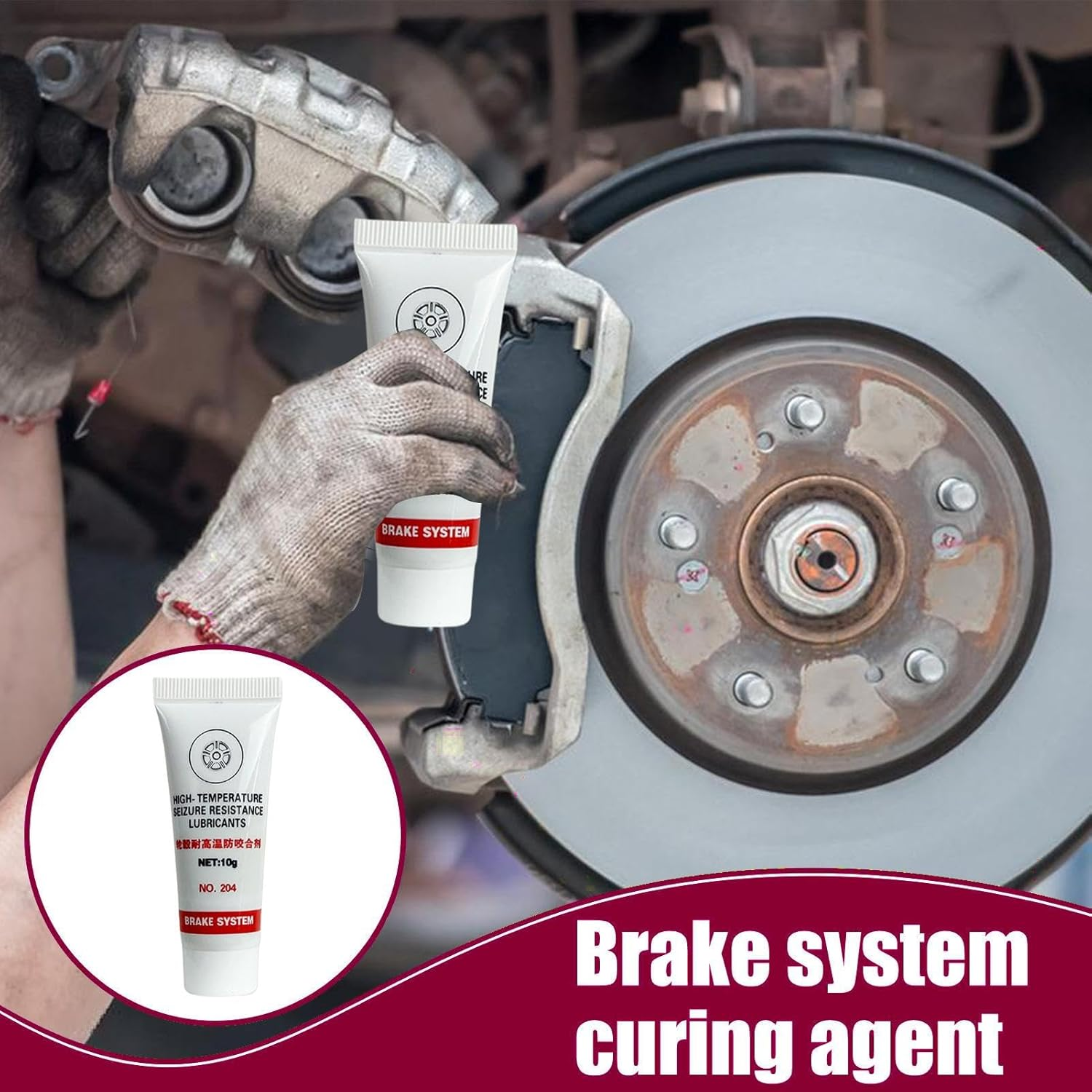 Brake Pad Grease - Anti-Seize Brake Grease for Sliding Pin - Anti-Rust Compound Portable 10 Piece for Car Thread Bolt Hub Disc Spark Pin image number 2