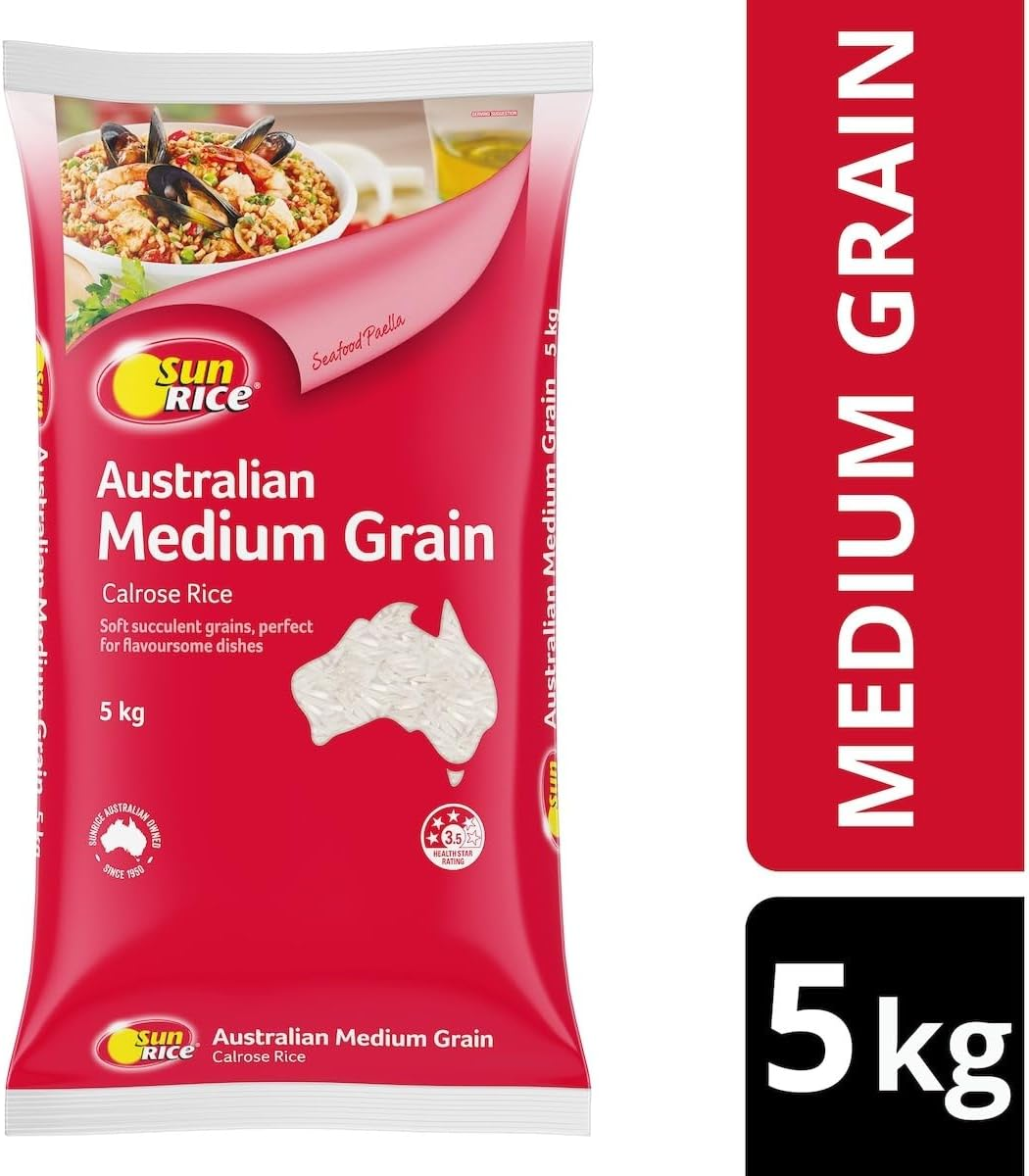 Sunrice White Medium Grain Rice 5Kg image number 2