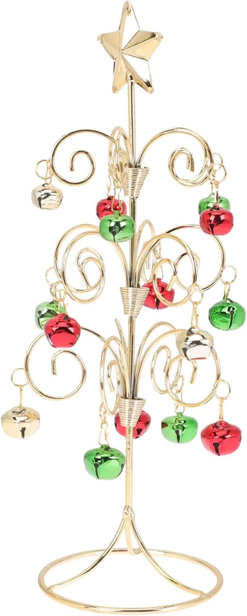 Metal Mini Christmas Tree Table Top Xmas Tree Gold Ornament and Lights image number 1