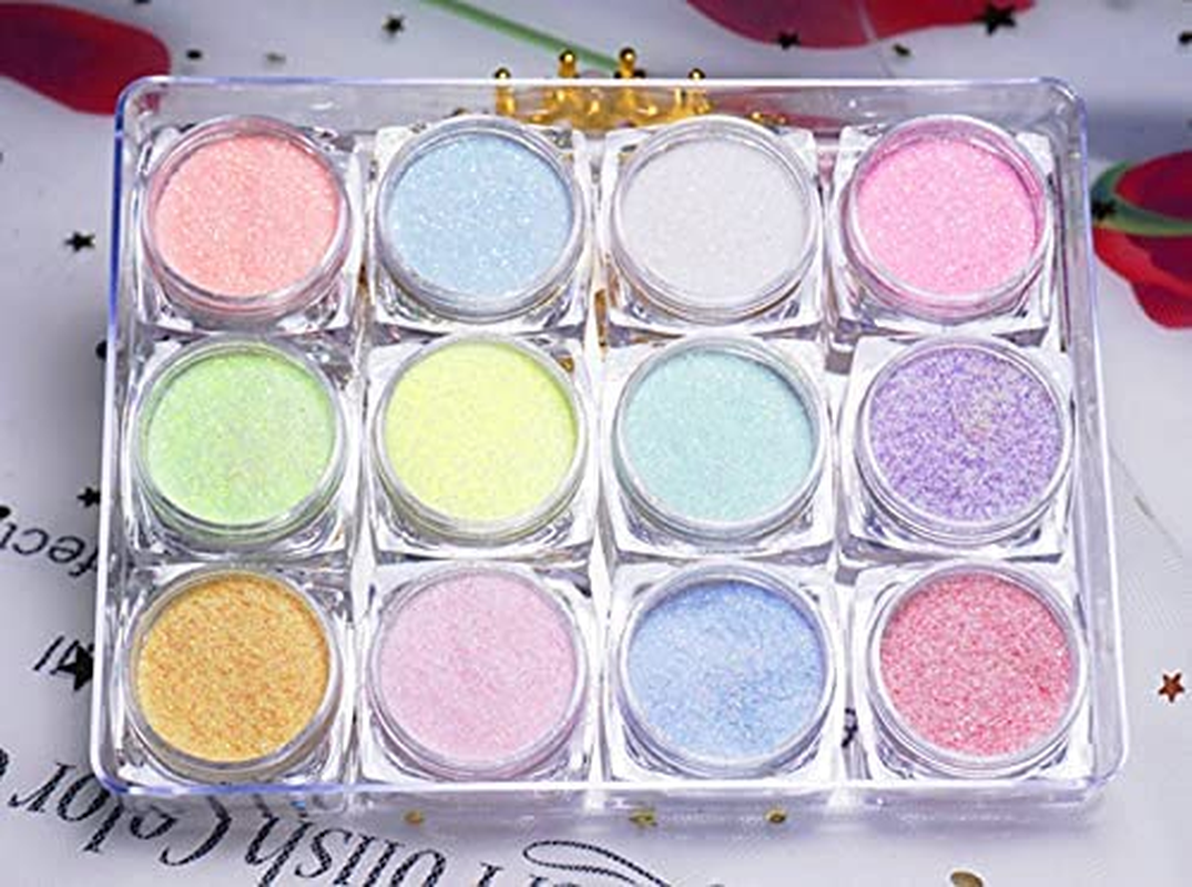 12 Colors Nail Art Candy Glitter Powder Set, Beauties Factory Sugar Dust Fine Powder Matte Effect Dipping Nail Decals Decorations image number 3