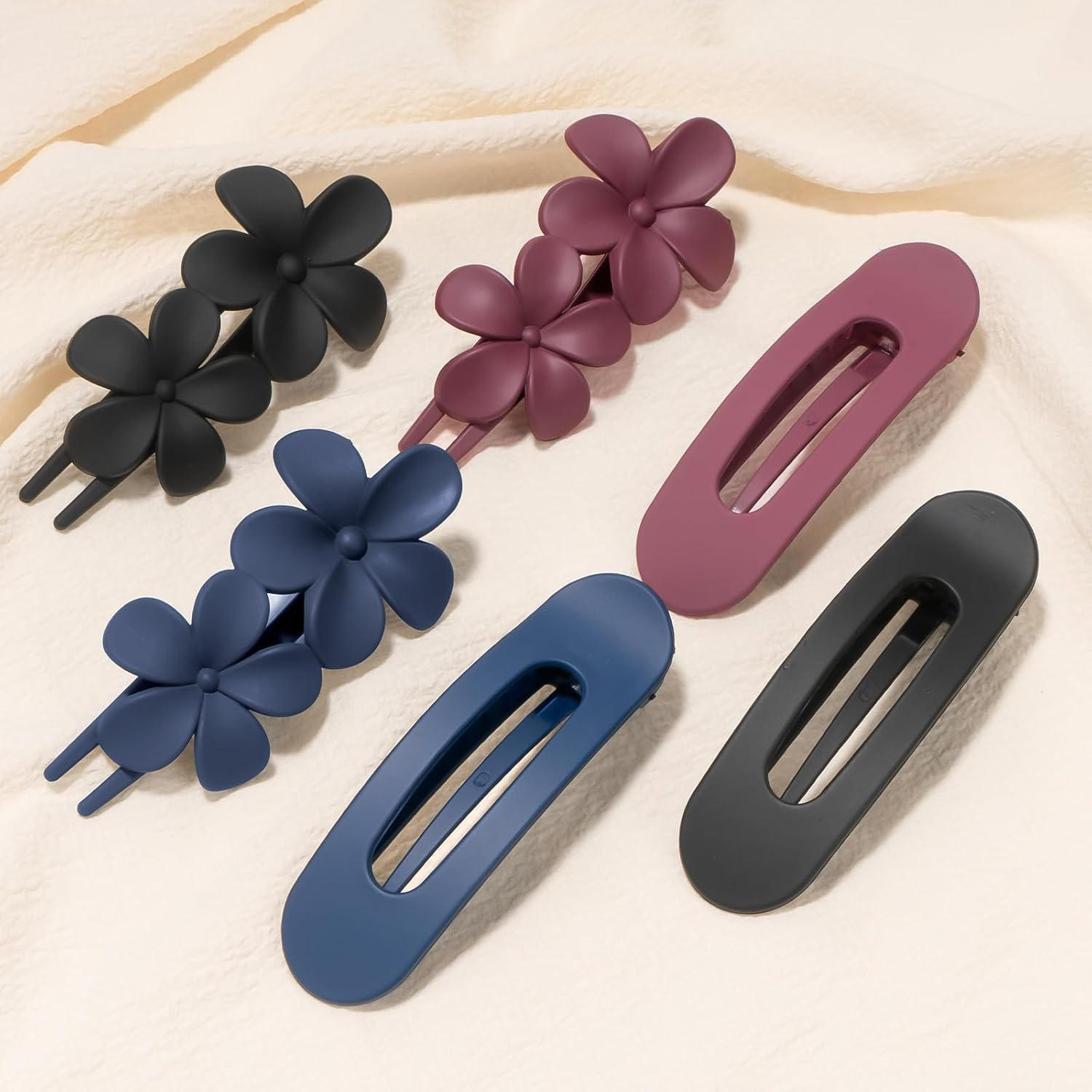 6Pcs Lay down Hair Claw Clip Flat Hair Clip,Flat Claw Clips Flower Hair Clips,Flat Hair Clip Lay down Flower Hair Claw Clip,French Flat Hair Clip Lay Flat Claw Clip Flower Flat Hair Clip for Girls image number 2