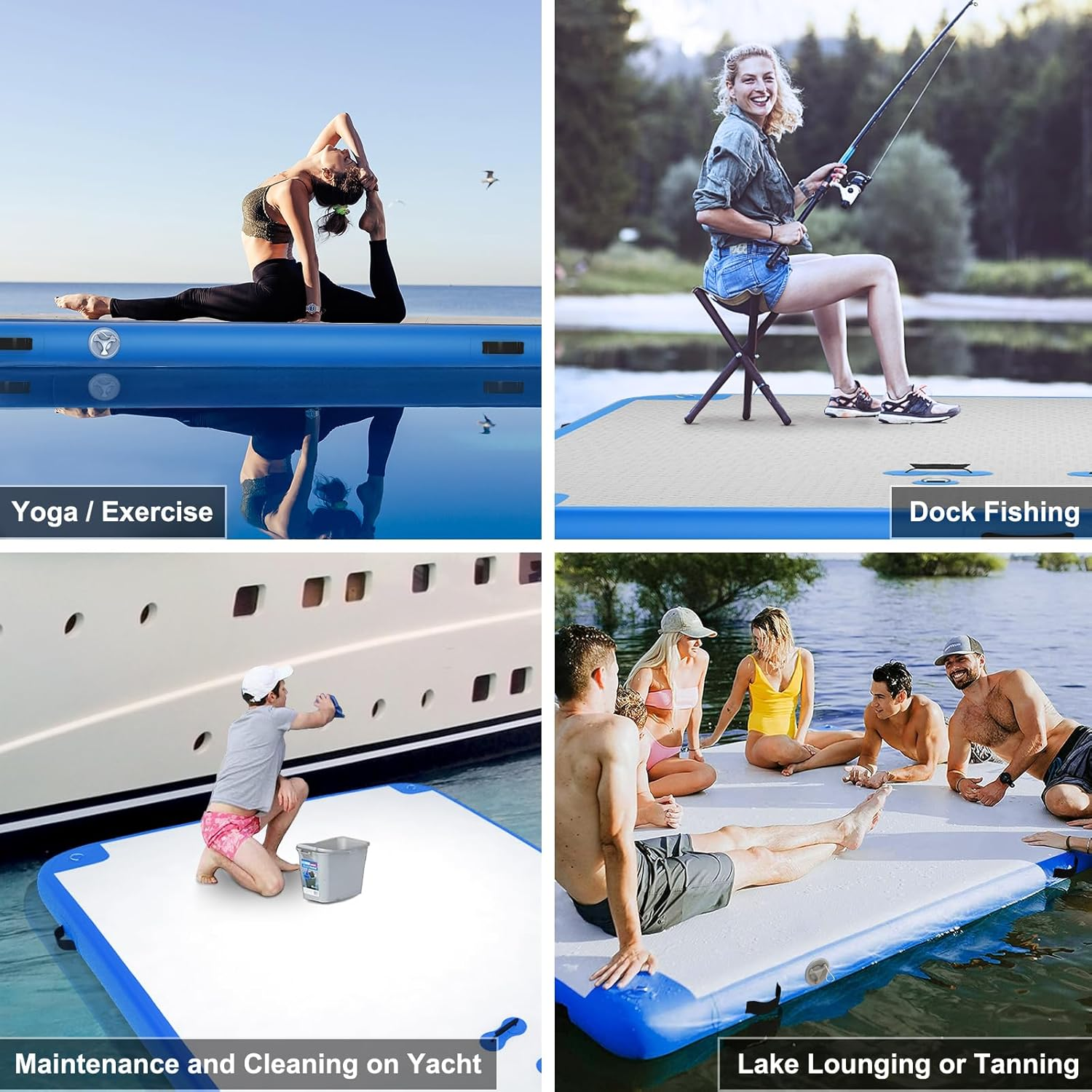 6Ft/8Ft/10Ft/12Ft Floating Dock Water Platform, Multi-People Inflatable Floating Mat, Dock Platform for Lake/Boats/Island/Swimming Pool image number 2