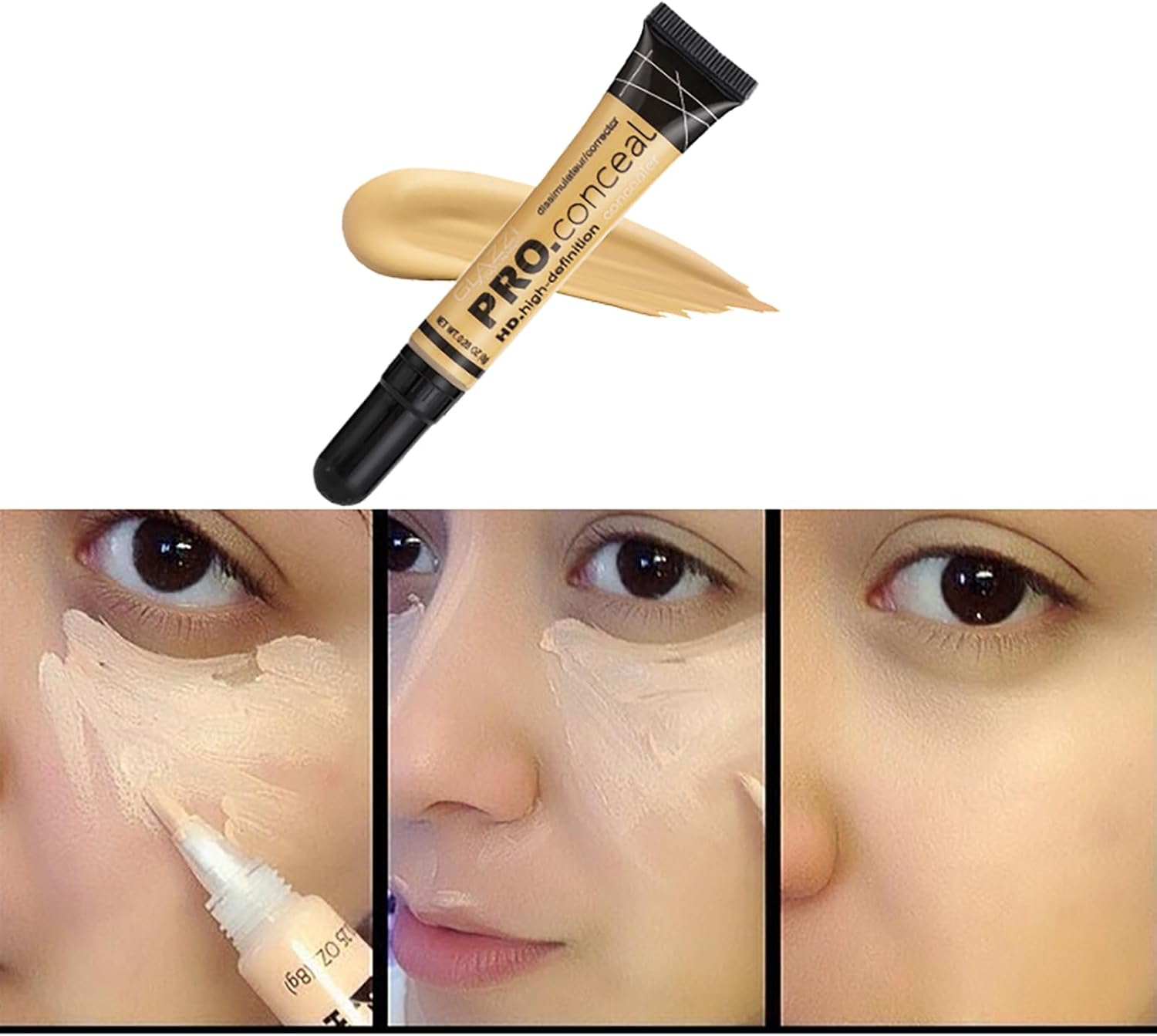 Jascherry 3 Colors Liquid Concealer Full Coverage Colour Corrector under Eye Makeup, Long Lasting for Dark Circles and Facial Redness Eye Concealer, Face Concealer Waterproof Hydrating with Brush Set - Elconcealer-024 image number 2