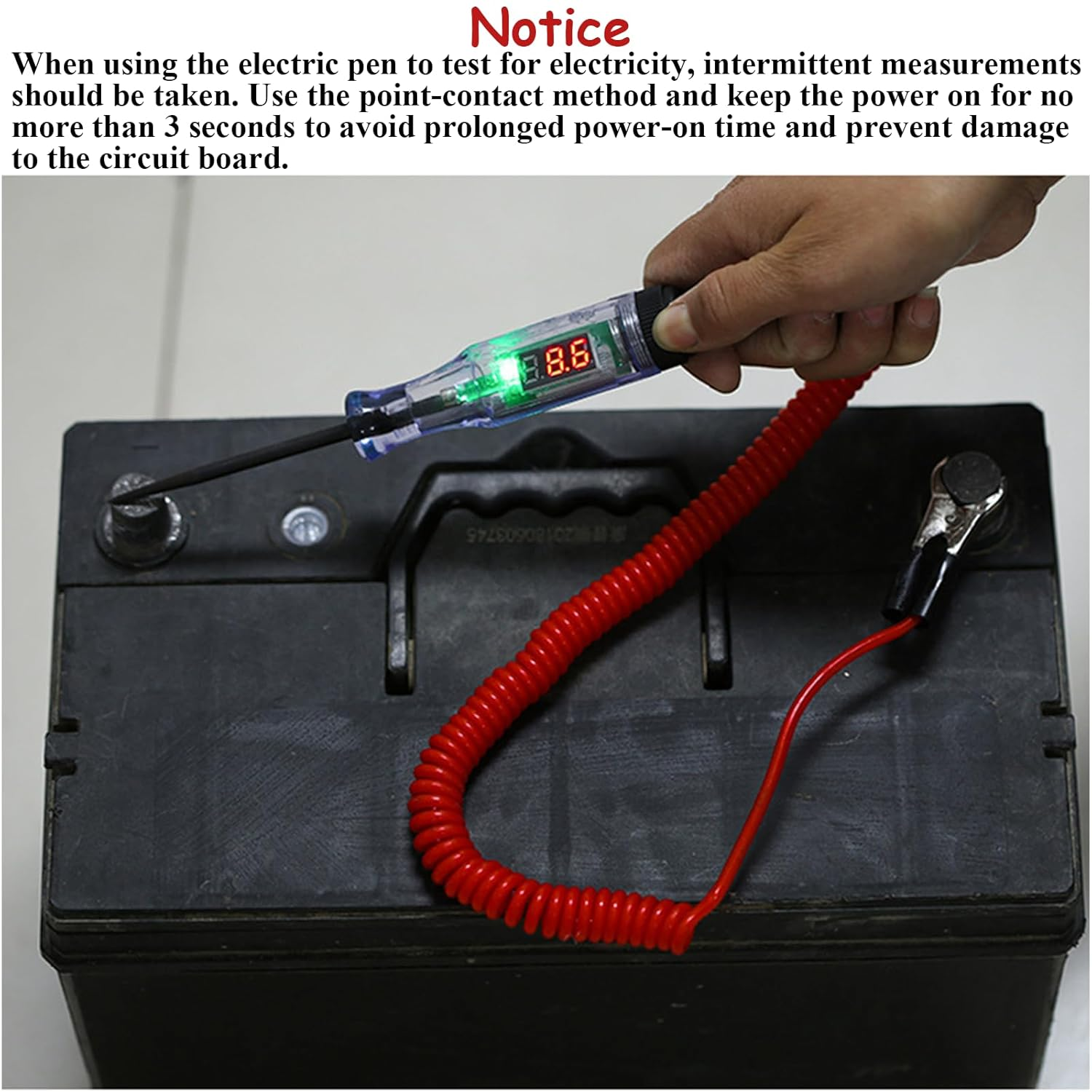 Yeanifeana Digital LED Circuit Tester, 3-90V Automotive Test Light with Voltage Display, Bidirectional Electrical Tester with Long Probe for Cars, Trucks & RV Fuse Testing image number 1