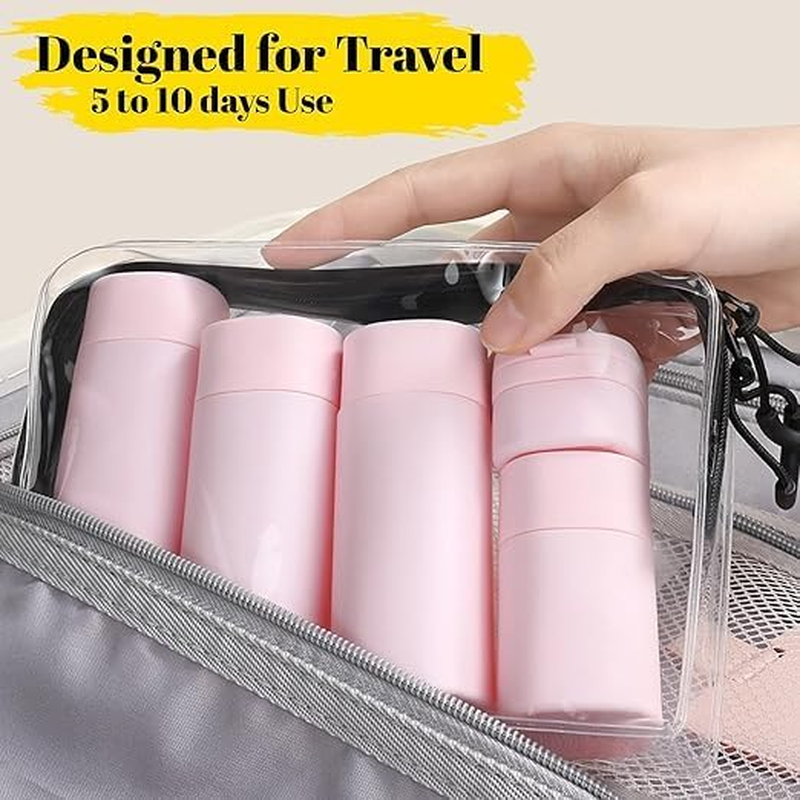 Bekith 5Pcs Travel Cream Dispenser Bottles Set Travel Bottles Toiletry Containers Set, TSA Approved, Travel Essentials (Beige) image number 4