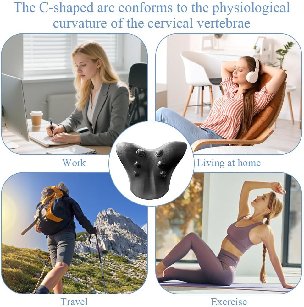 Cervical Spine Massage Orthosis/Chiropractic Pillow,Cervical Traction Device Neck Stretcher,C Type Shoulder Pillow for Neck and Shoulder Relaxer,Relieves Fatigue