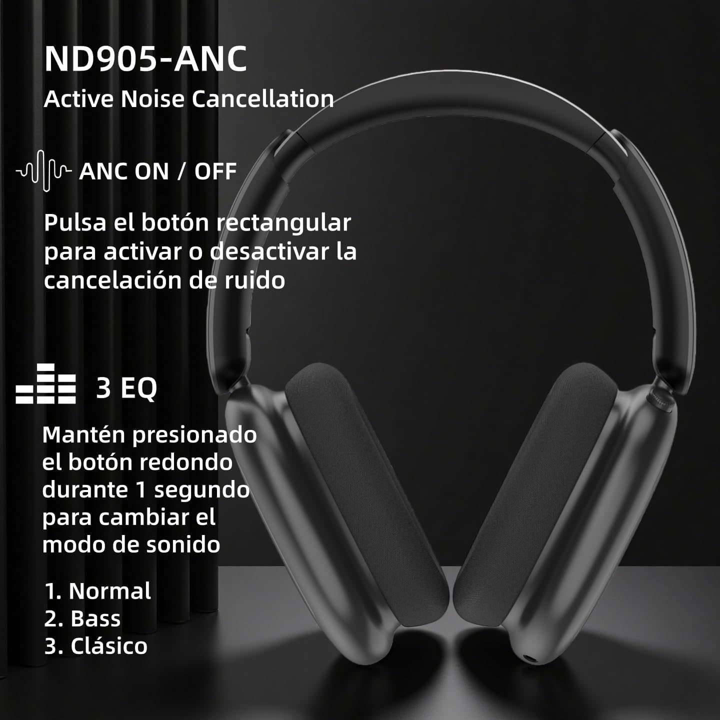 Next Destination ND905-ANC Wireless Headphones with Bluetooth 5.4 Active Noise Cancellation, 40 Hours Battery Life, Strong Bass Wireless Headphone with Microphone and Magnetic Ear Pads image number 1