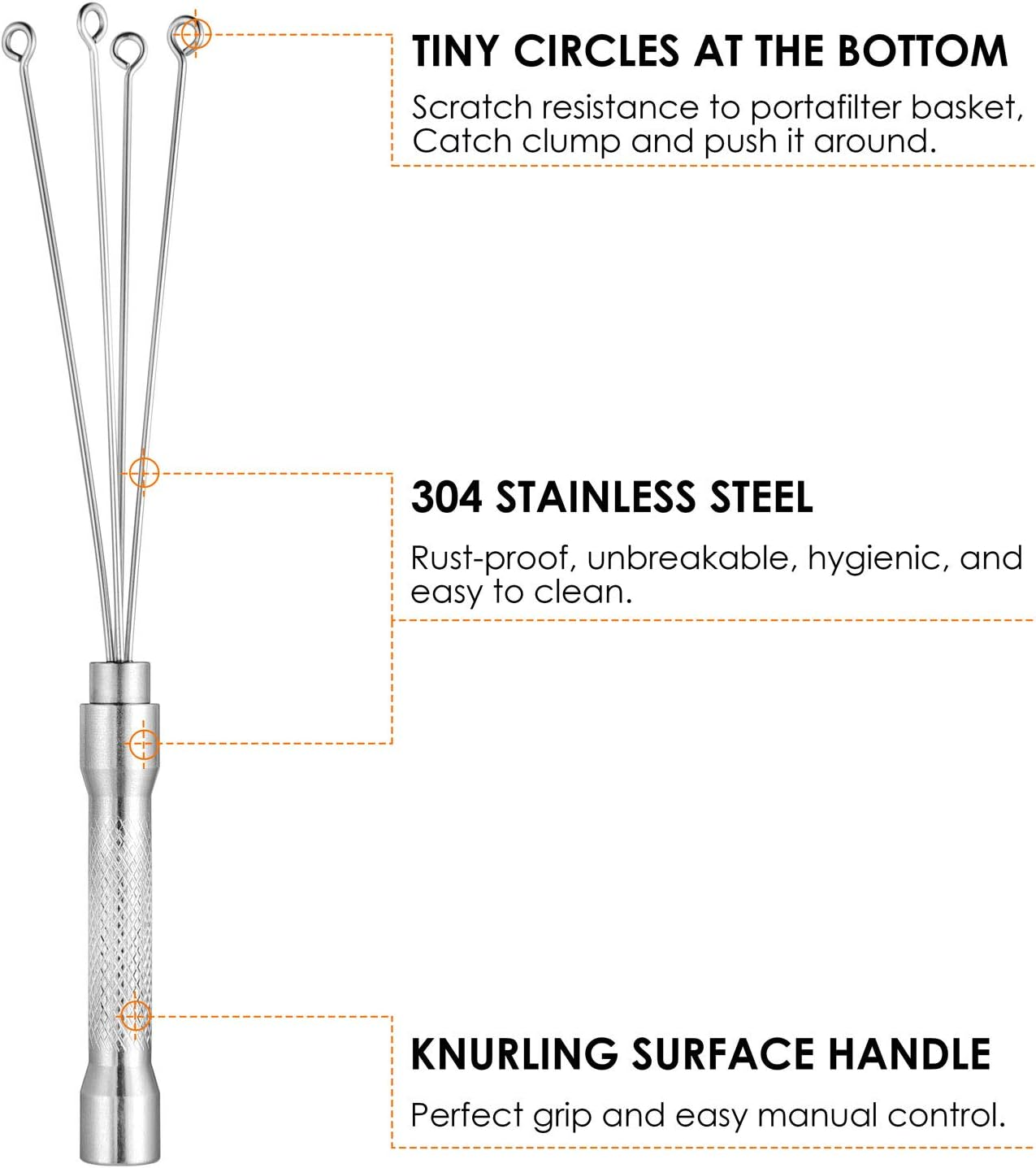 Espresso Coffee Stirrer, MATOW Stainless Steel Mini Whisk for Espresso Stirring Distribution &ndash; Professional Coffee Powder Stirring Tool image number 5