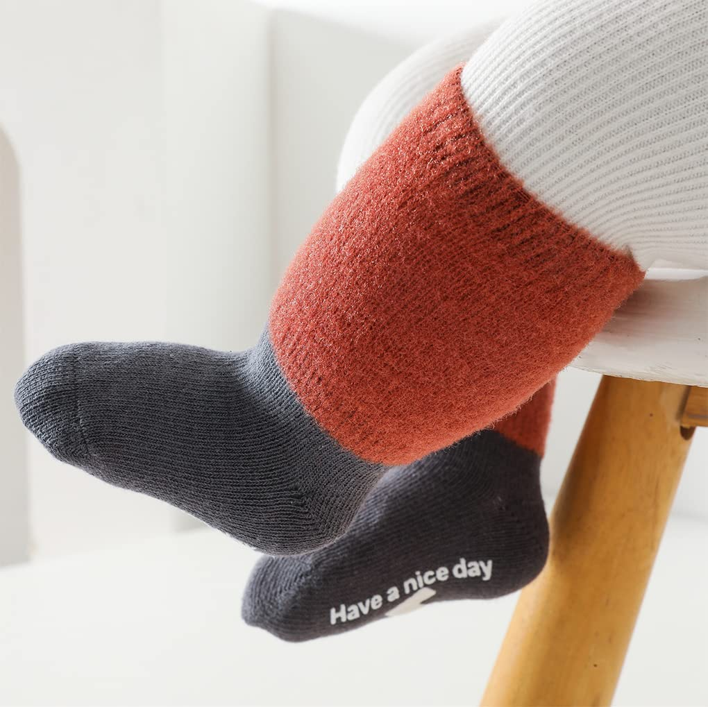 MOMSMENU Baby Socks Unisex Winter Non Slip Toddler Sock Soft Cotton for Boys Girls 6 Pairs image number 1