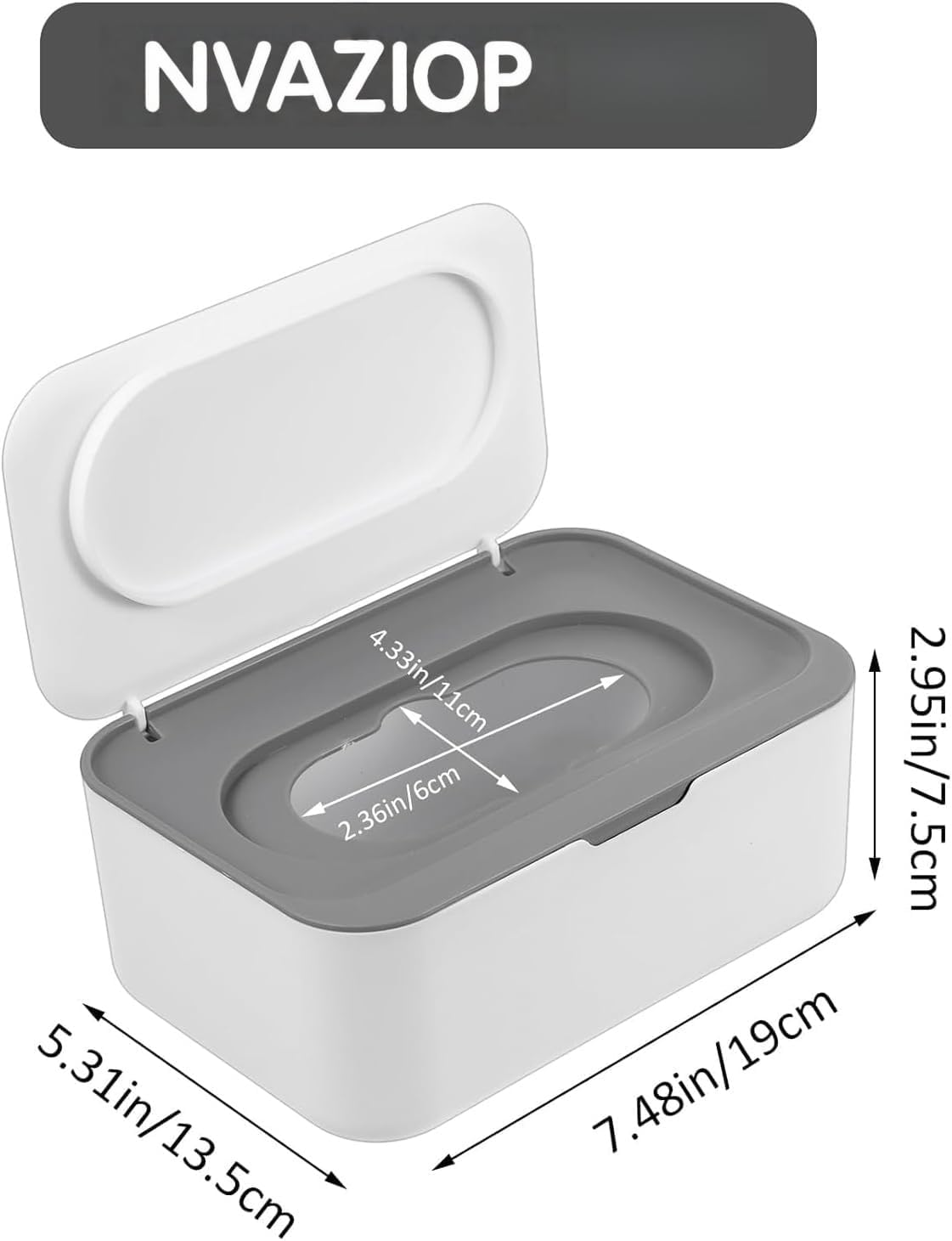 NVAZIOP Wipes Dispenser, Dustproof Wet Tissue Box Baby Wipe Holder Large Capacity Wipes/Tissue Case with Moisture Seal Secure Lid for Home, Office (1Pack Gray) image number 3