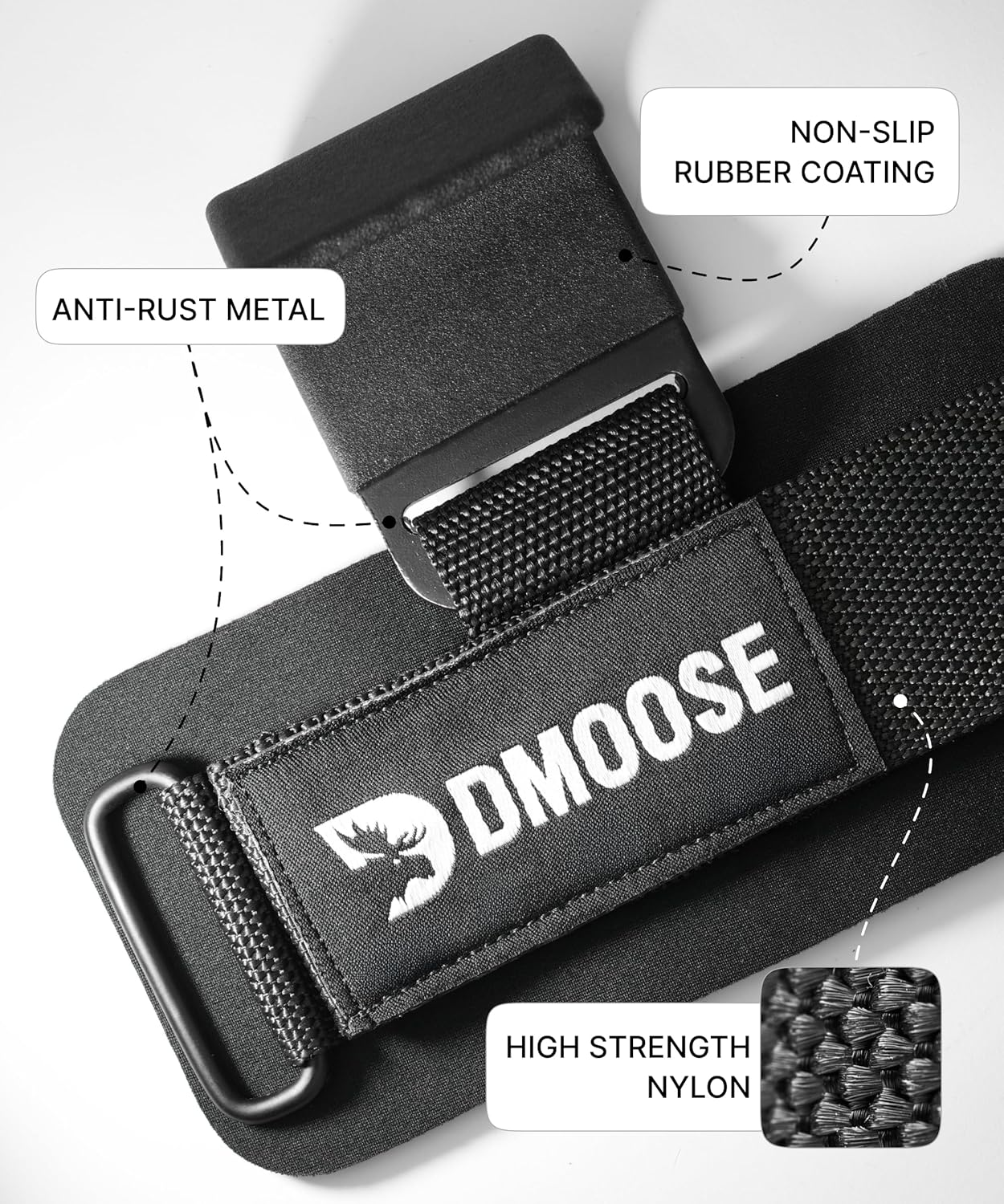 Dmoose Fitness Weight Lifting Hooks (Pair) for Deadlifts, Pull Ups & Shrugs - 500 Lbs Capacity, Thick Wrist Padding - Heavy Duty Gym Workout Grips Straps for Men and Women image number 6