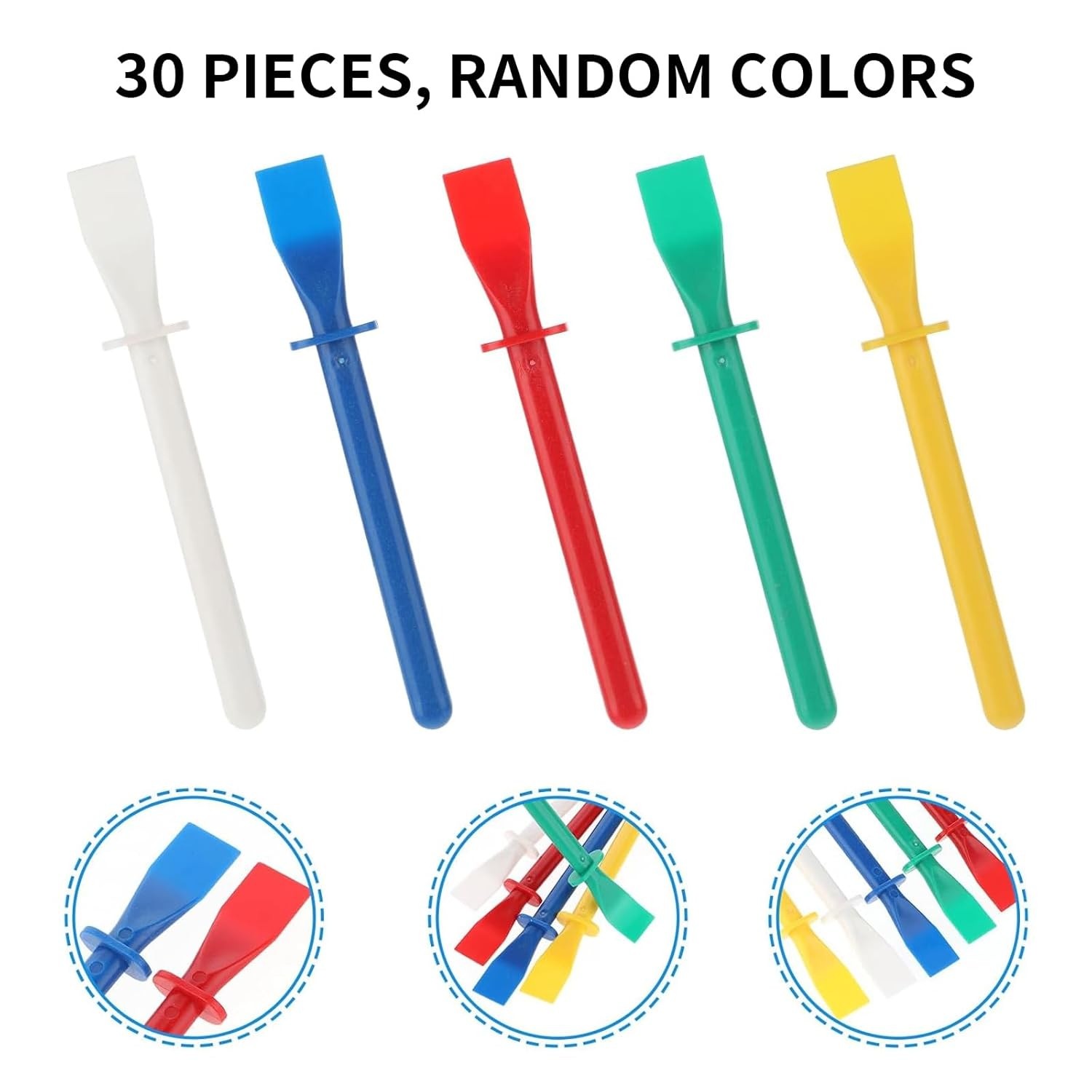 Hunken 30 Pcs Glue Applicator Sticks, Leather Craft Tools, Colored Plastic Glue Smear Sticks, Paint Scraper for PU Leather, DIY Handmade Craft Projects image number 3