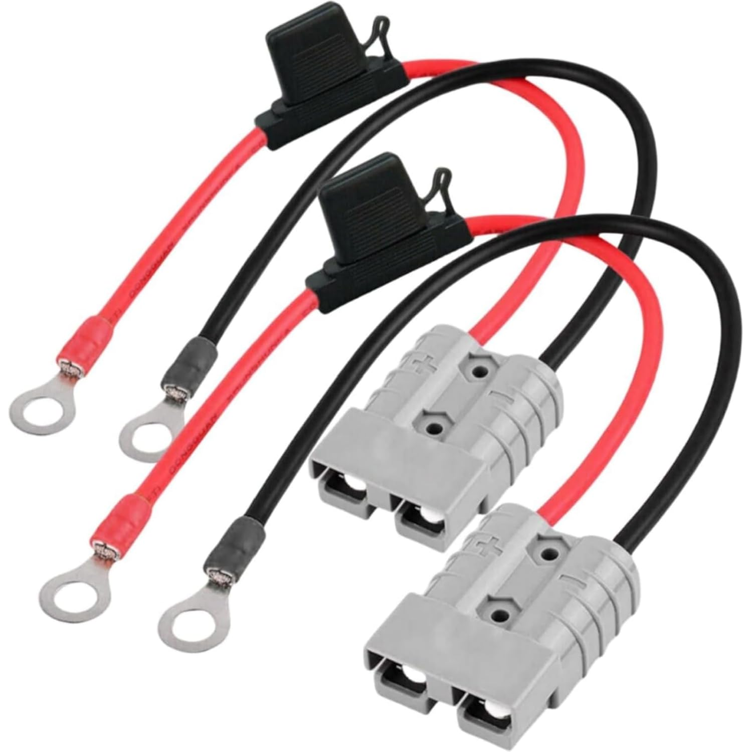 Suytvenxau Fused Anderson Plug Connector Lead, 2 Pcs Anderson Plug Extension Cable, Kit with 50Amp Adapter to 6Mm Lugs, 30CM Waterproof Quick Connect Battery Cables for Power Transfer image number 2