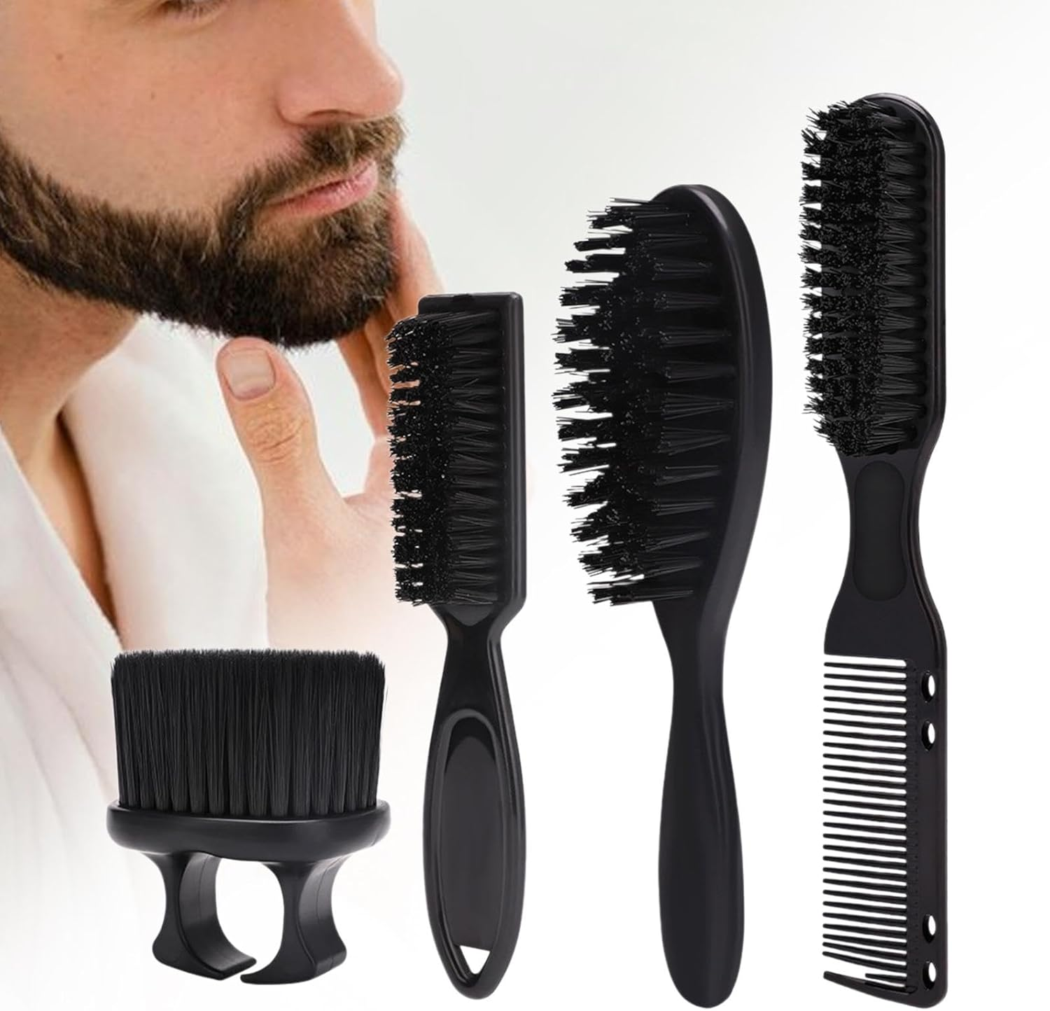 Eigell Barber Brush and Comb Set, Cleaning Hairbrush, Lightweight Professional for Salon Boyfriend Men, Normal Package image number 4