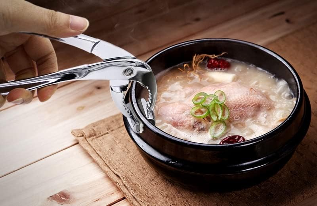 Sejong Cook Aluminum Tongs. Holder for Korean Stone Ceramic Bibimbap Bowl, Dolsot, Ddukbaegi, Sizzling. Hot Pot Holder Size 6.6 Inch, Korean Hot Food. image number 5