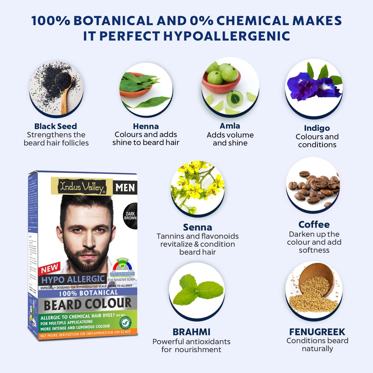 Indus Valley 100% Botanical Hypo Allergic Aqua Beard Colour (Dark Brown) image number 6